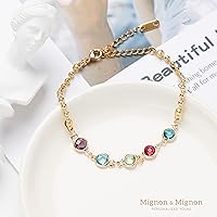 Vista 3 de MignonandMignon Pulsera de piedra natal personalizada para mujer, joyería de cadena de cuentas personalizada, cumpleaños, regalo para amigos