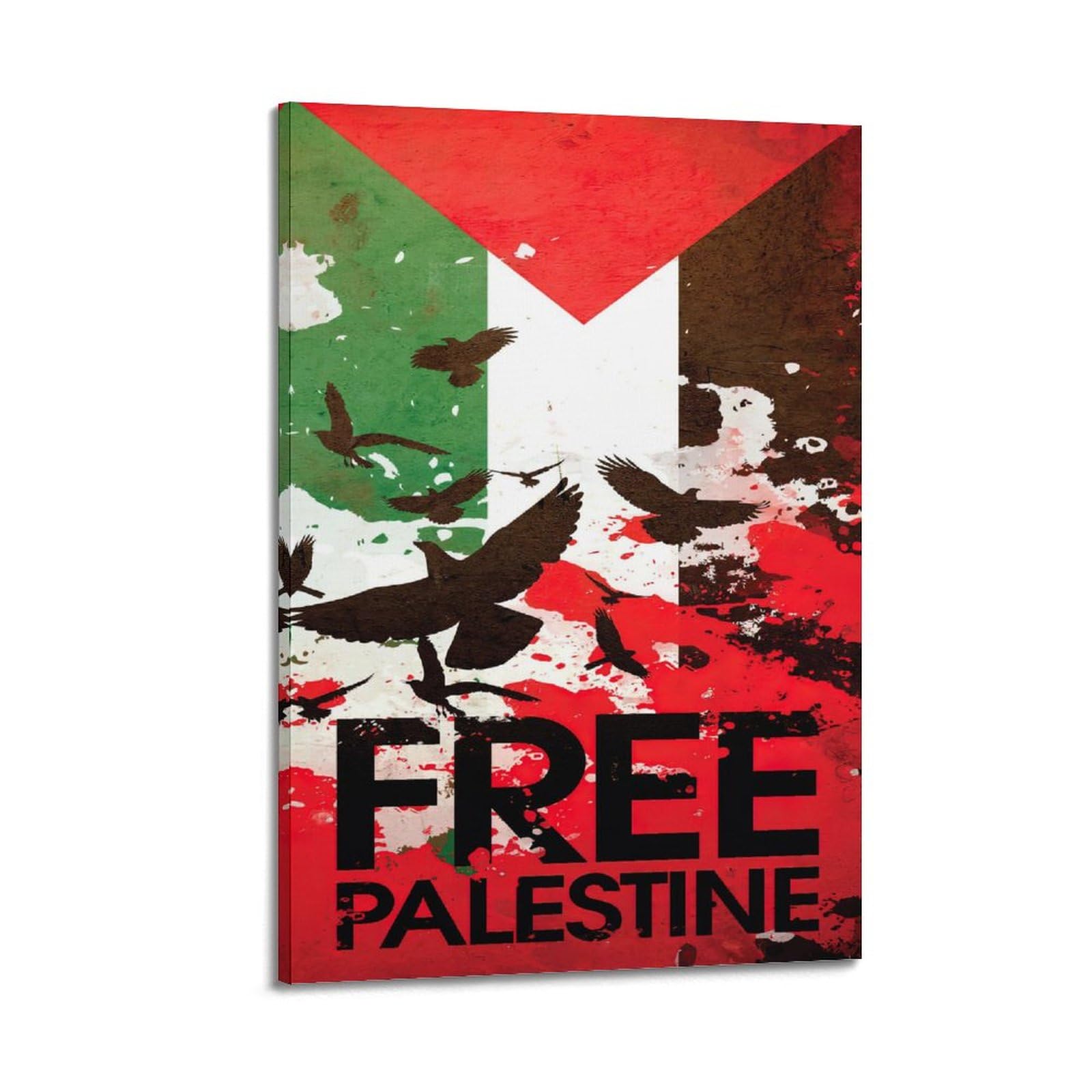 Kytin Frame-Style Vintage Palestine-Israel War Poster Free Palestine Stop The War Decorative Painting Canvas 12X18inch(30X45cm)