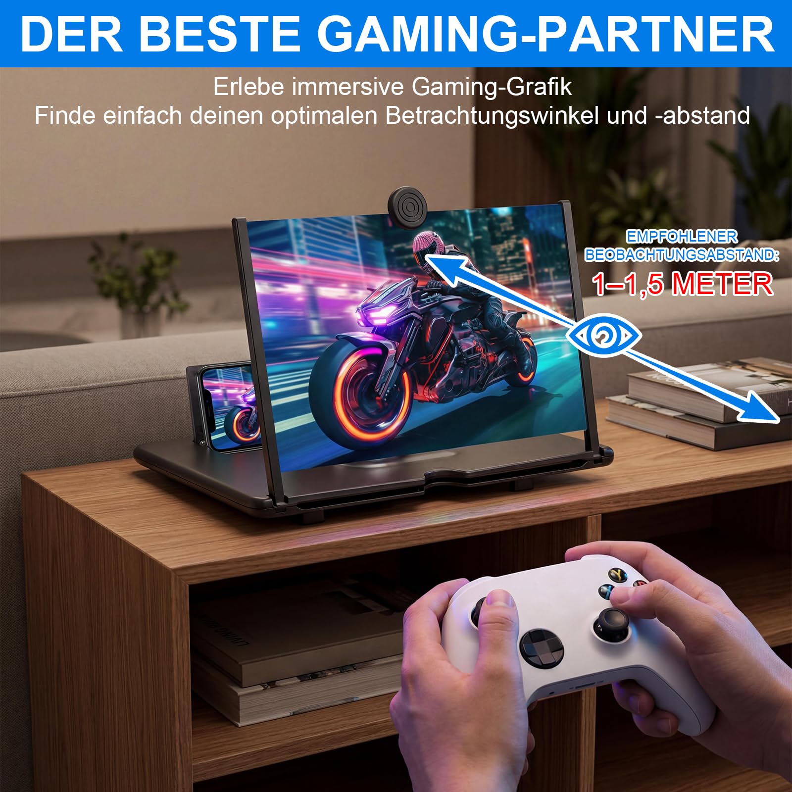 Bildschirmlupe für Handy 12 Zoll, Handy vergrößerungs Bildschirm, HD Handy bildschirmlupe mit Ständer, Anti-blaulicht Bildschirmlupe für Filme und Spiele, Geschenk für ältere Menschen und Kinder