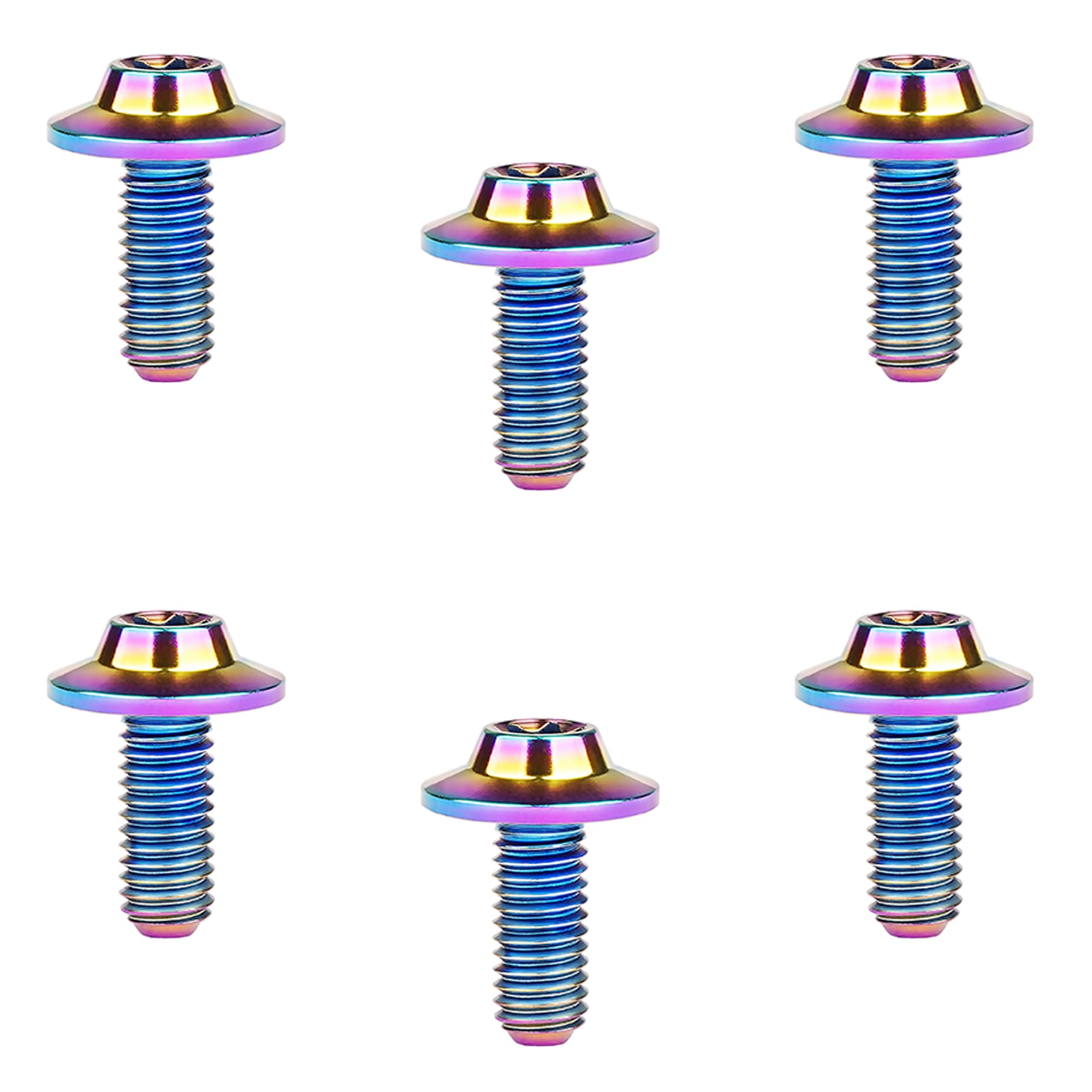 DWAMMEBRS Bolt M5 M6x10 12 15 20 25 30 35mm T25 T30 Torx Head Screw Pack of 6(Rainbow,M5x20mm)