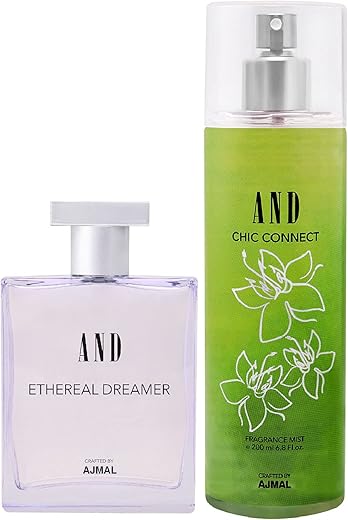 AND Ethereal Dreamer Eau De Parfum 50ML & Chic Connect Body Mist 200ML Pack of 2 for Women Crafted by Ajmal