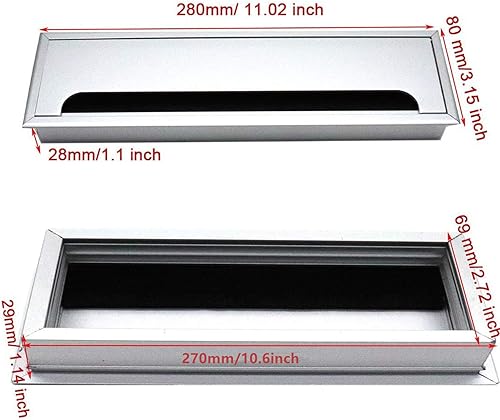 Miniatura 3 de XMHF Organizador de cables rectangulares de aleación de aluminio con ojales, para oficina, escritorio, computadora, mesa de 11 x 3.15 pulgadas