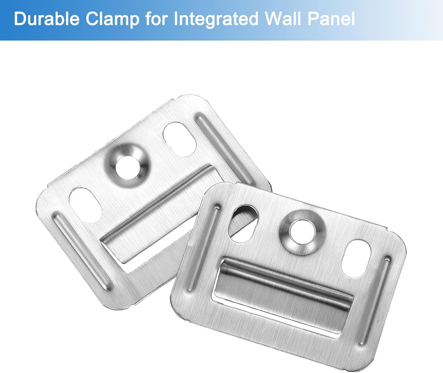 Uxcell 100Pcs 43mmx32mmx0.4mm Stainless Steel Wall Panel Buckle, Integrated Clips, Furniture Fixings Clamp Hanger Mounting Clips, Silver