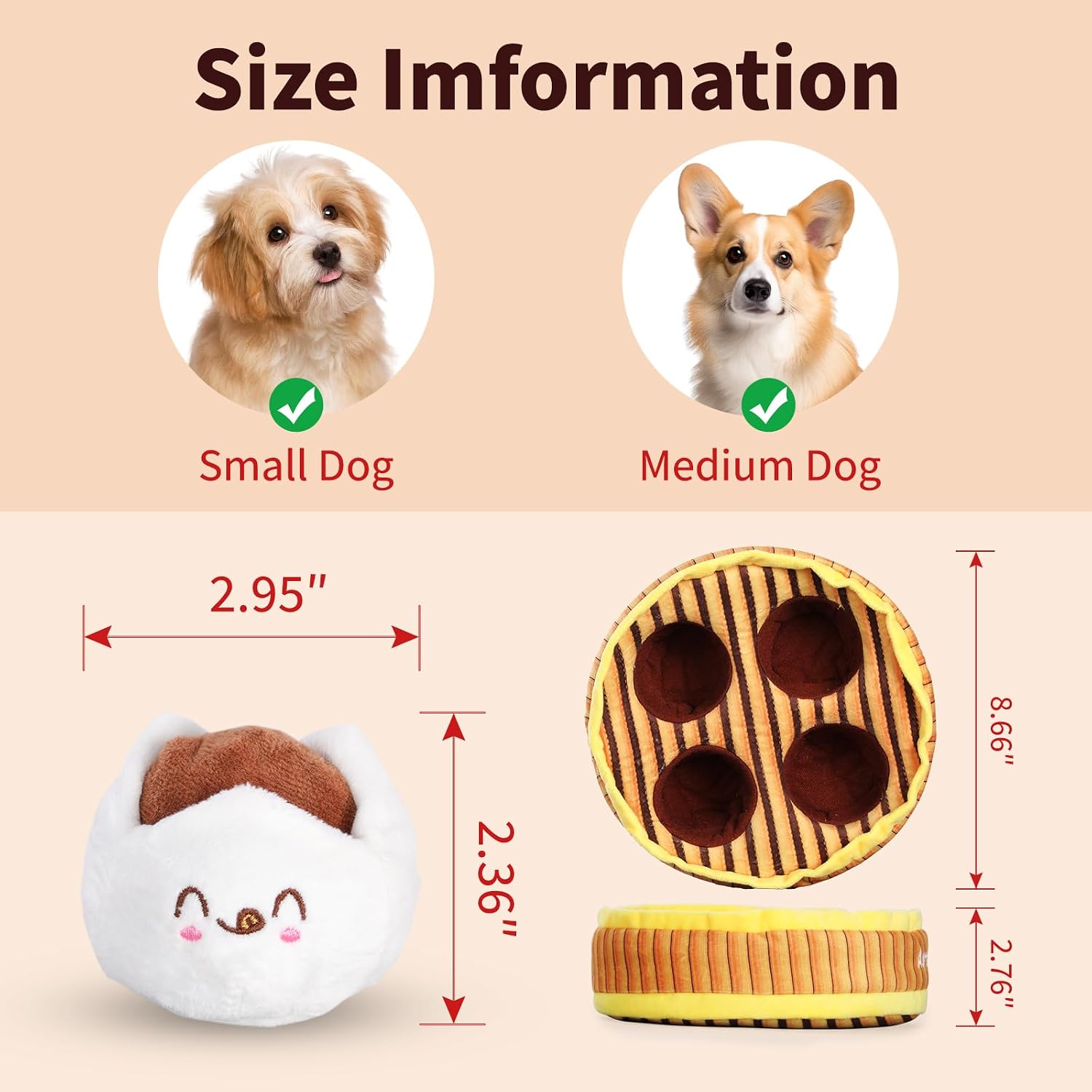 Cute Plush Dog Toys - Dim Sum Steamer Basket Themed Durable Squeaker Chew Toys Set - Hide Treats Puzzle Dog Toy for Small Medium Size Dogs (4 BBQ Pork Buns)