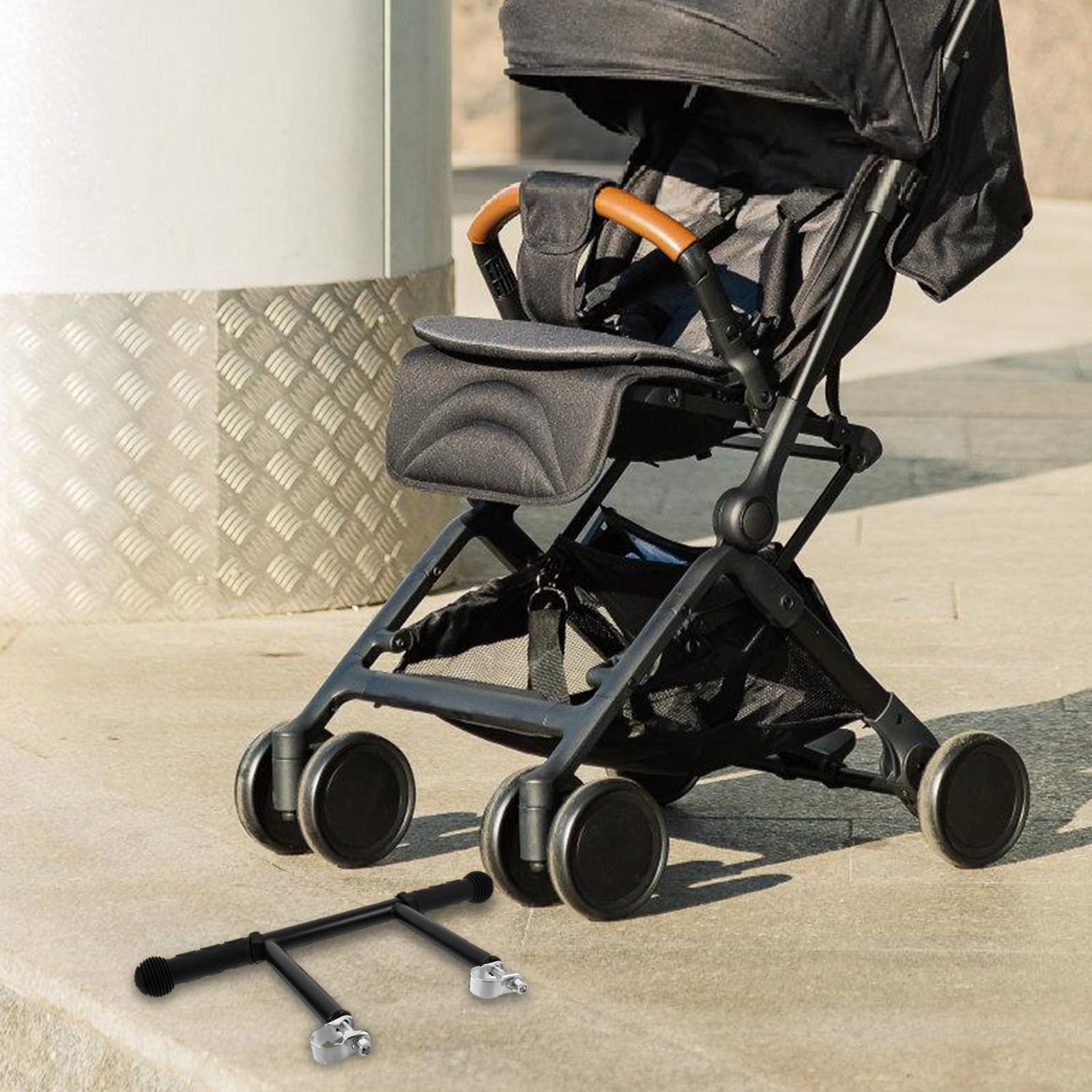 Barre d'appui réglable pour poussette et wagon avec multiples boucles, extension de guidon détachable en plastique et acier inoxydable, accessoires pour poussettes pour balades en