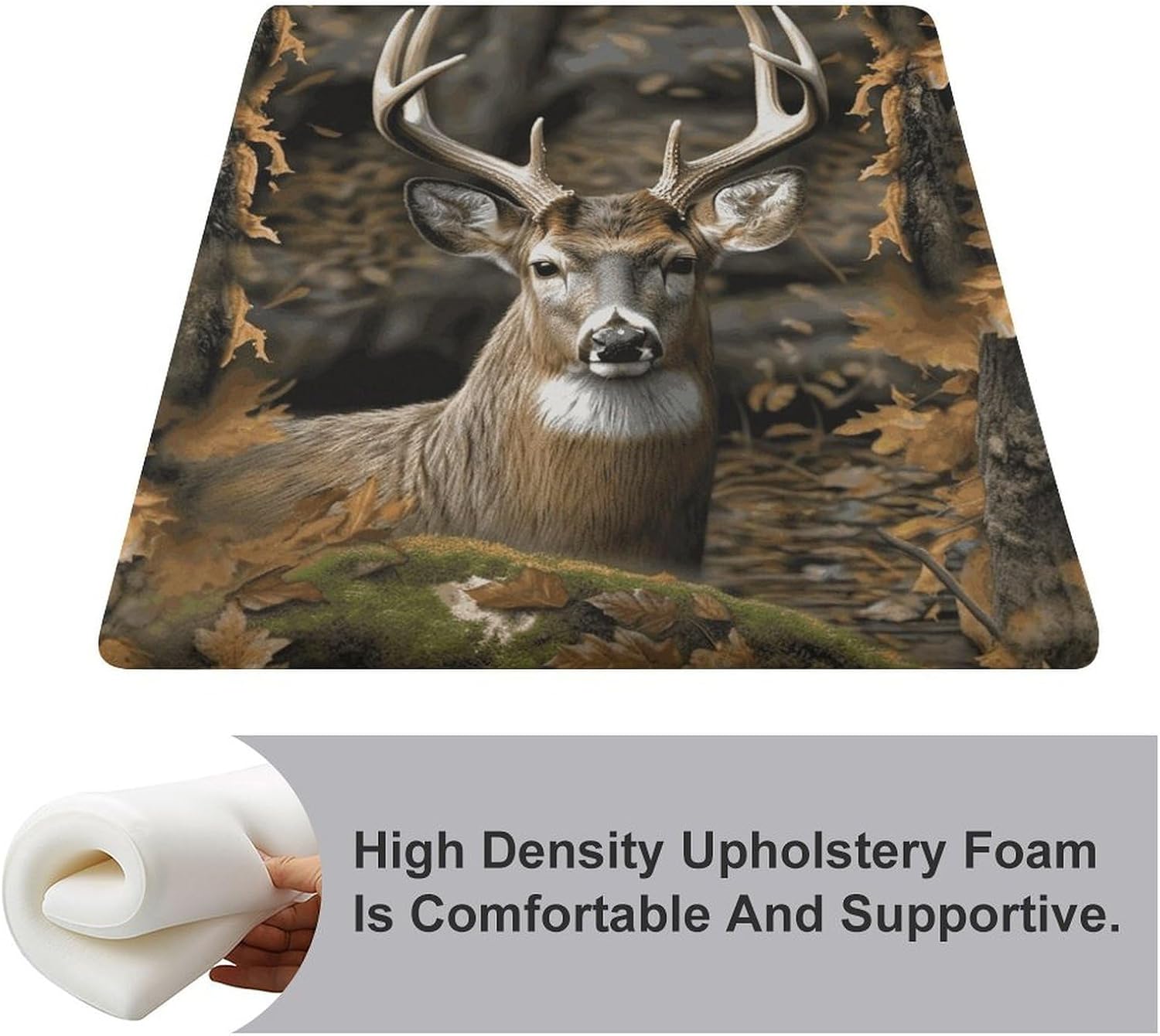 Camouflage Deer Chair Cushion Floor Pillow Stool Cushion | Cushions with Removable Cover with Square Memory for for Chair Living Room Balcony Office Sofa,13.8*15*1.2 Inch