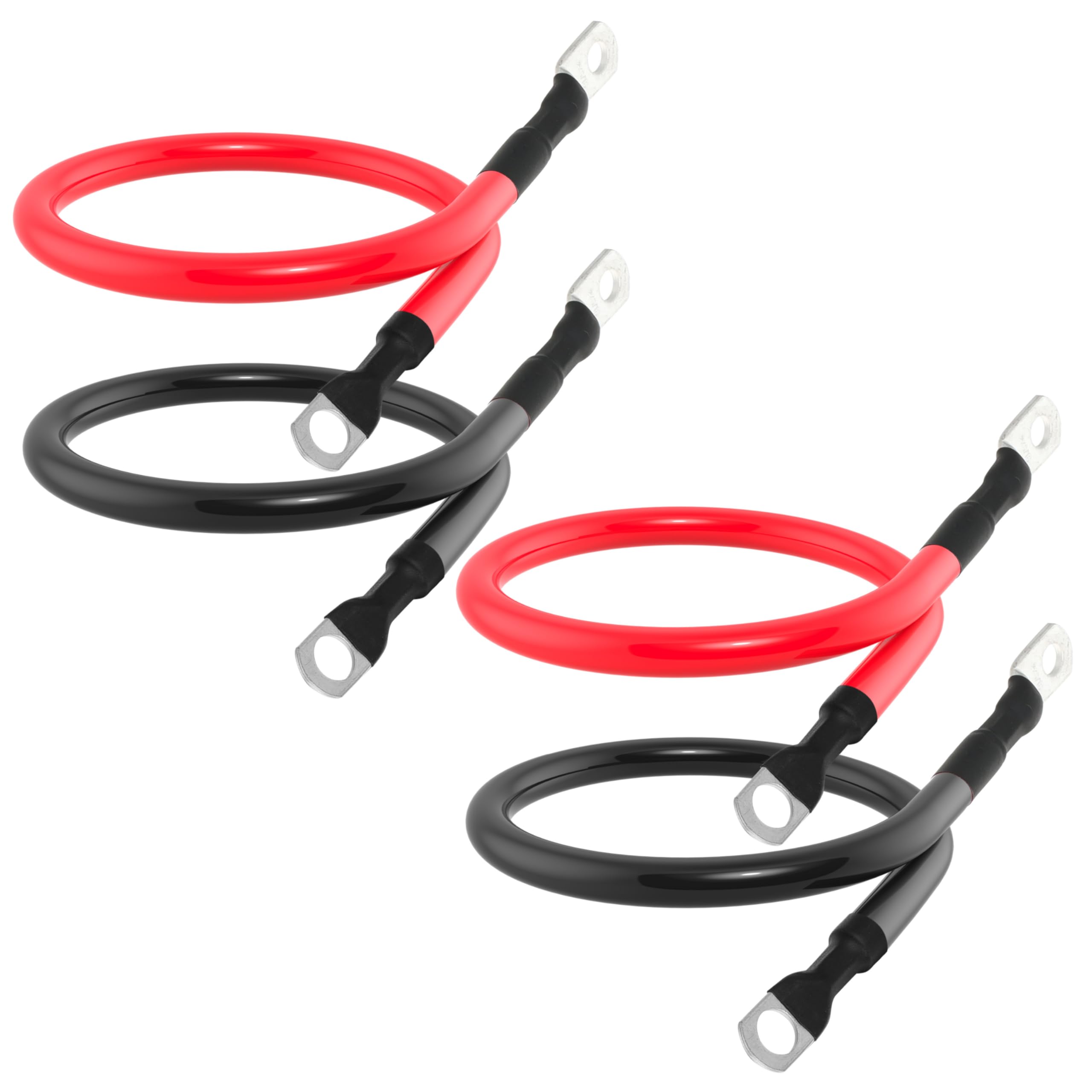 TUELETFU 2FT 4 AWG Battery Cable 4 Gauge Battery Cables 4AWG 2 FT Battery Inverter Wires Cables with 3/8 inch Lugs for Solar Power Inverters, RVs,