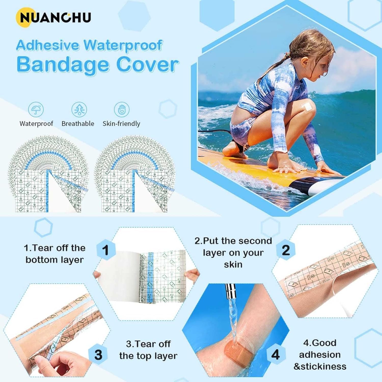 Protector De Ducha para Diálisis Peritoneal (50/100 Unidades), 20 X 20 Cm, Barrera De Agua para Catéter, Apósito Transparente Impermeable, Parche Protector De Ducha para Ostomí, 50Pcs