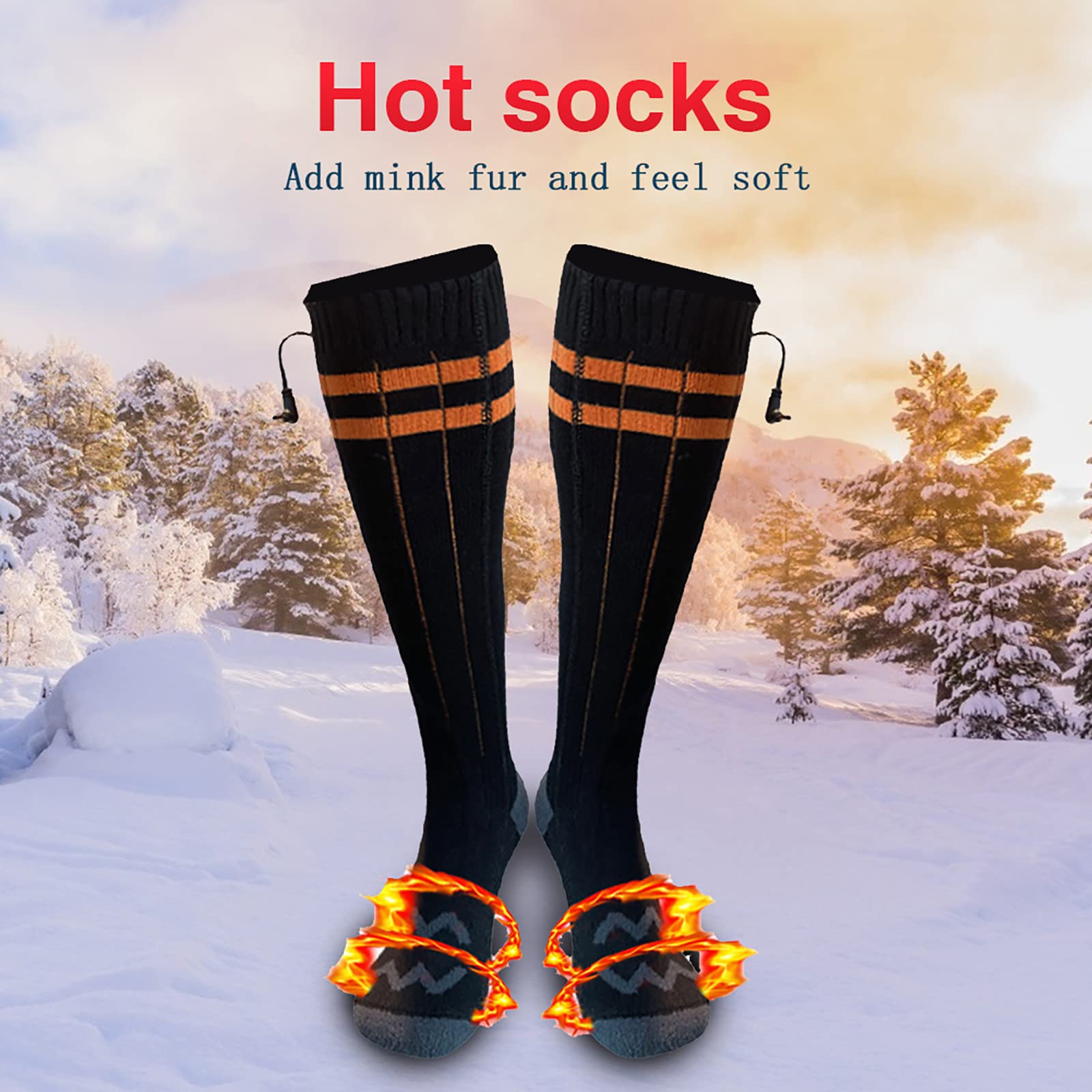 Beheizte Socken Zum Skifahren Im Freien Bequeme Winterwarme Wiederaufladbare Elektrische Socken mit Vollem Fuß, Batteriebetrieben für Männer und Frauen