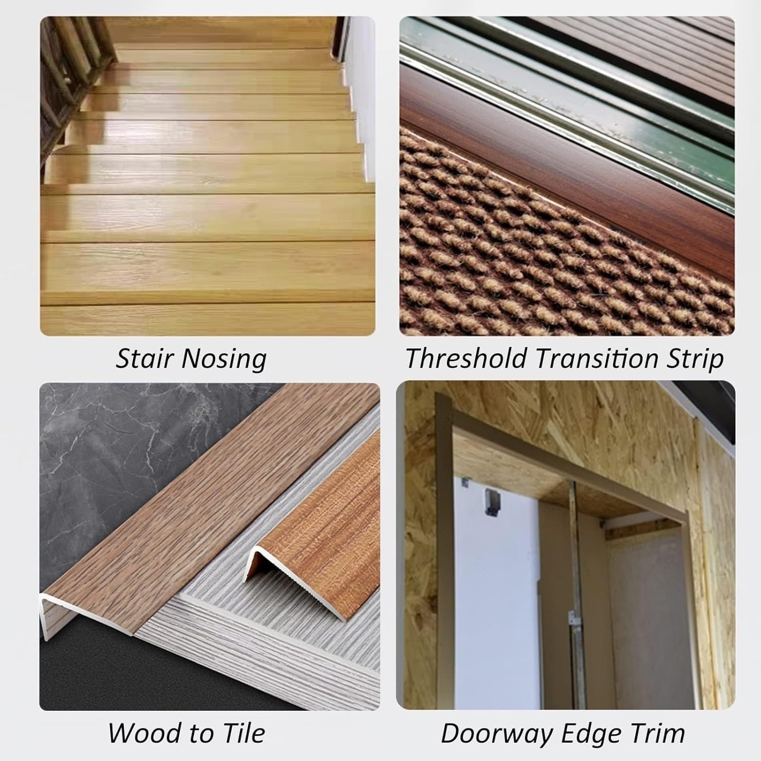 Bande de transition de bordure d'escalier antidérapante de 35,4 pouces, garniture de bord de nez de moulure en L for planchers en bois, carrelage(Maple Color,2cm/0.9in)