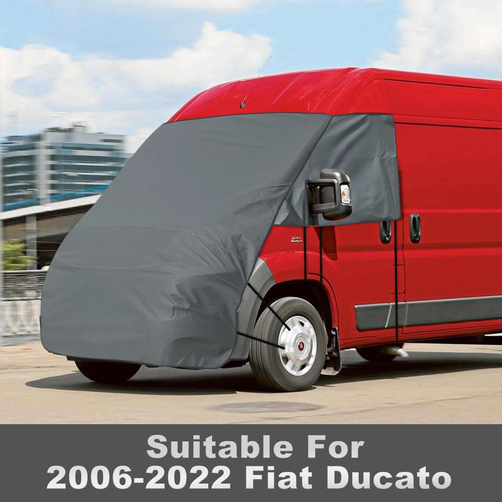 420D Telo Protettivo Antiprua Essential per FIAT Ducato/Peugeot Boxer/Citroen Relay X250/290 2006-2024, Impermeabile Copertura Parabrezza Camper con 10 Bande e Magneti