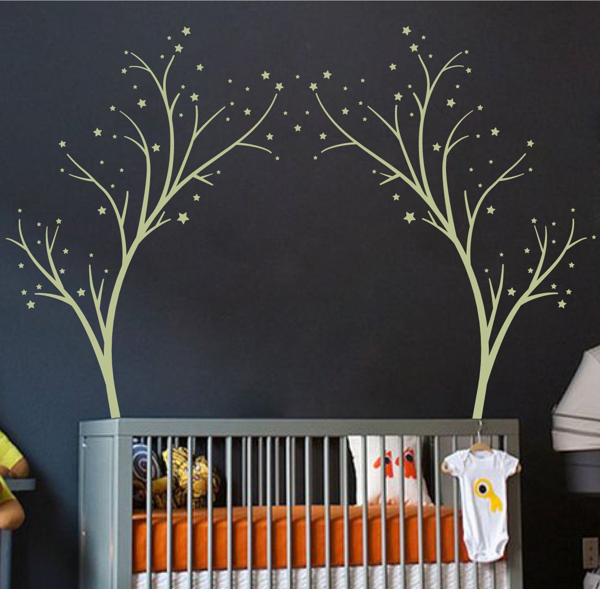 Adhesivo decorativo para pared con diseño de árbol de estrellas, tamaño grande, para guardería o habitación de niños