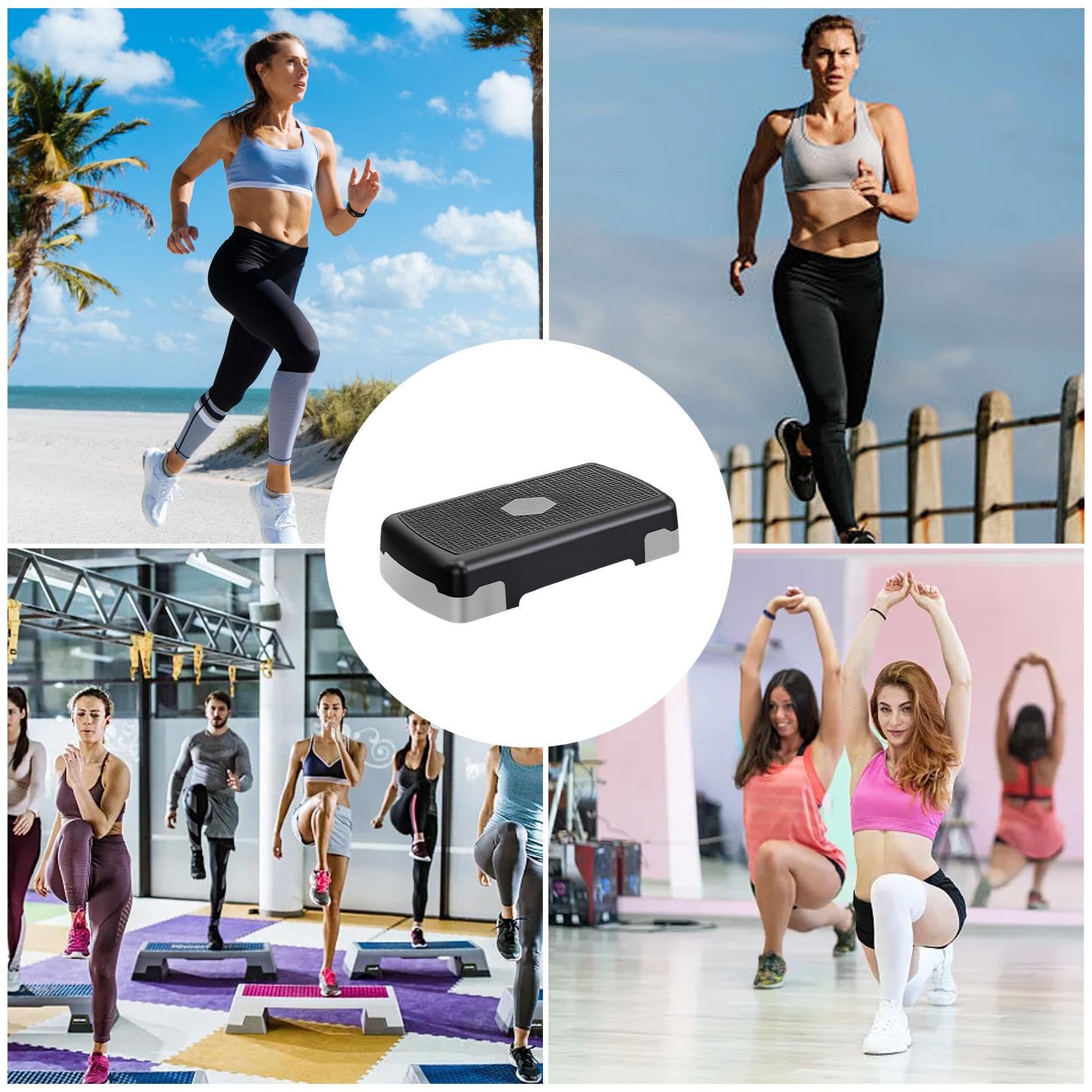 Step Trainer, regulowany stepper, 3 poziomy wysokości, 100 cm, ćwiczenia