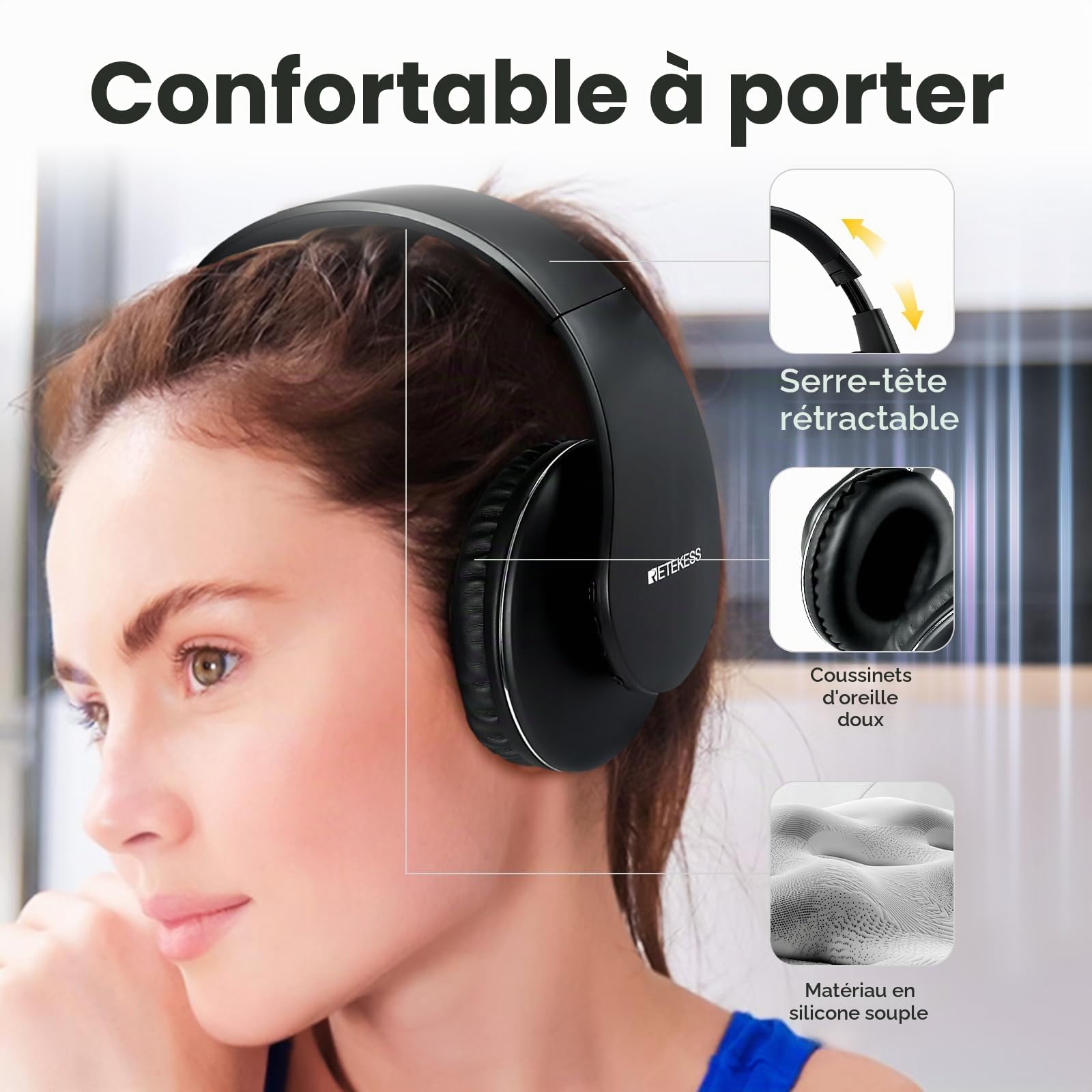 Retekess TA005P Casque TV sans Fil, Version Améliorée de Deuxième Génération