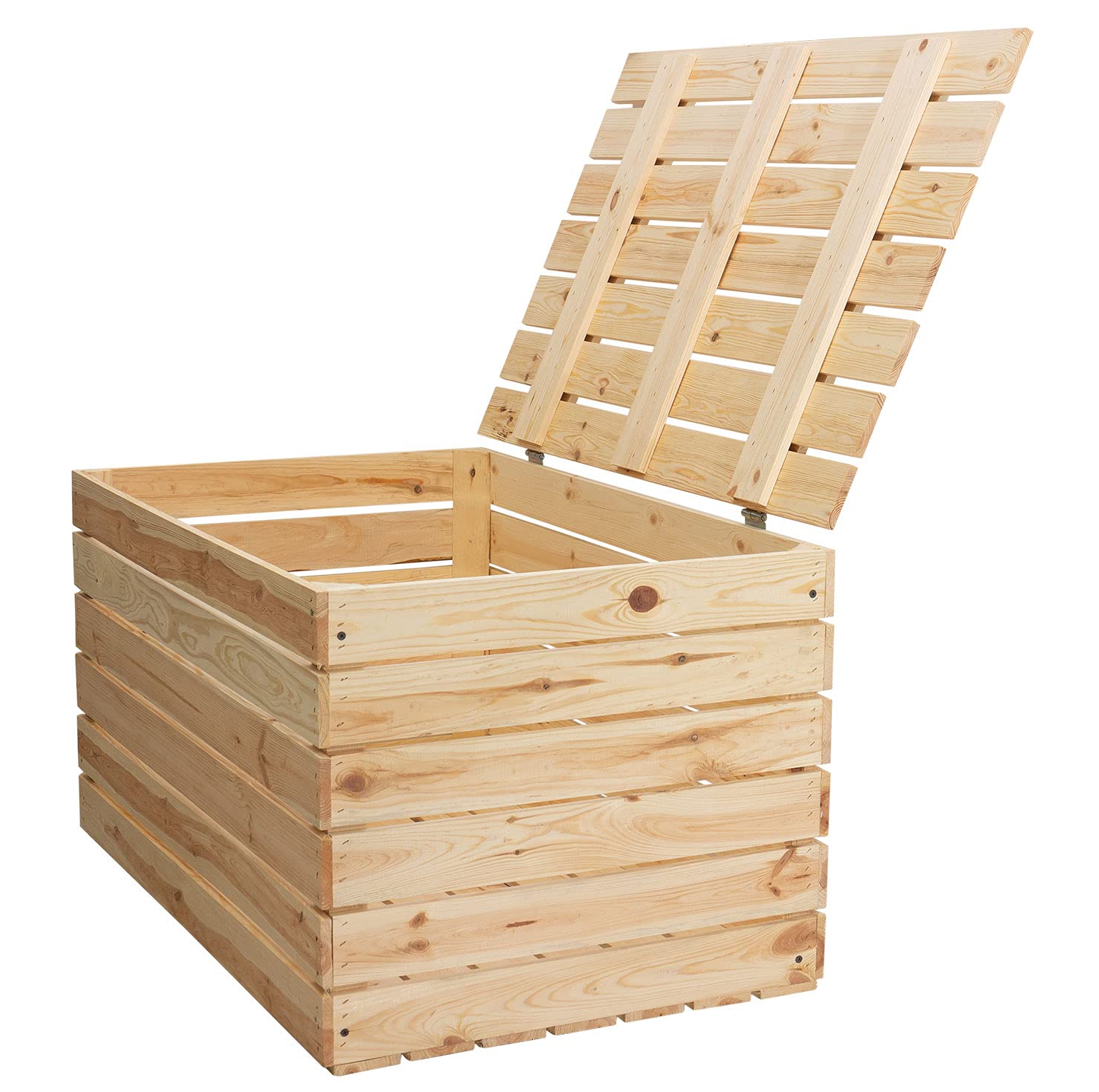 Große helle Holztruhe 80x50x39 cm Obstkiste Weinkisten universell Natur unbehandelt original XXL extra groß Aufbewahrungskiste Schatzkiste Bank Stauraum Regal Dekoration