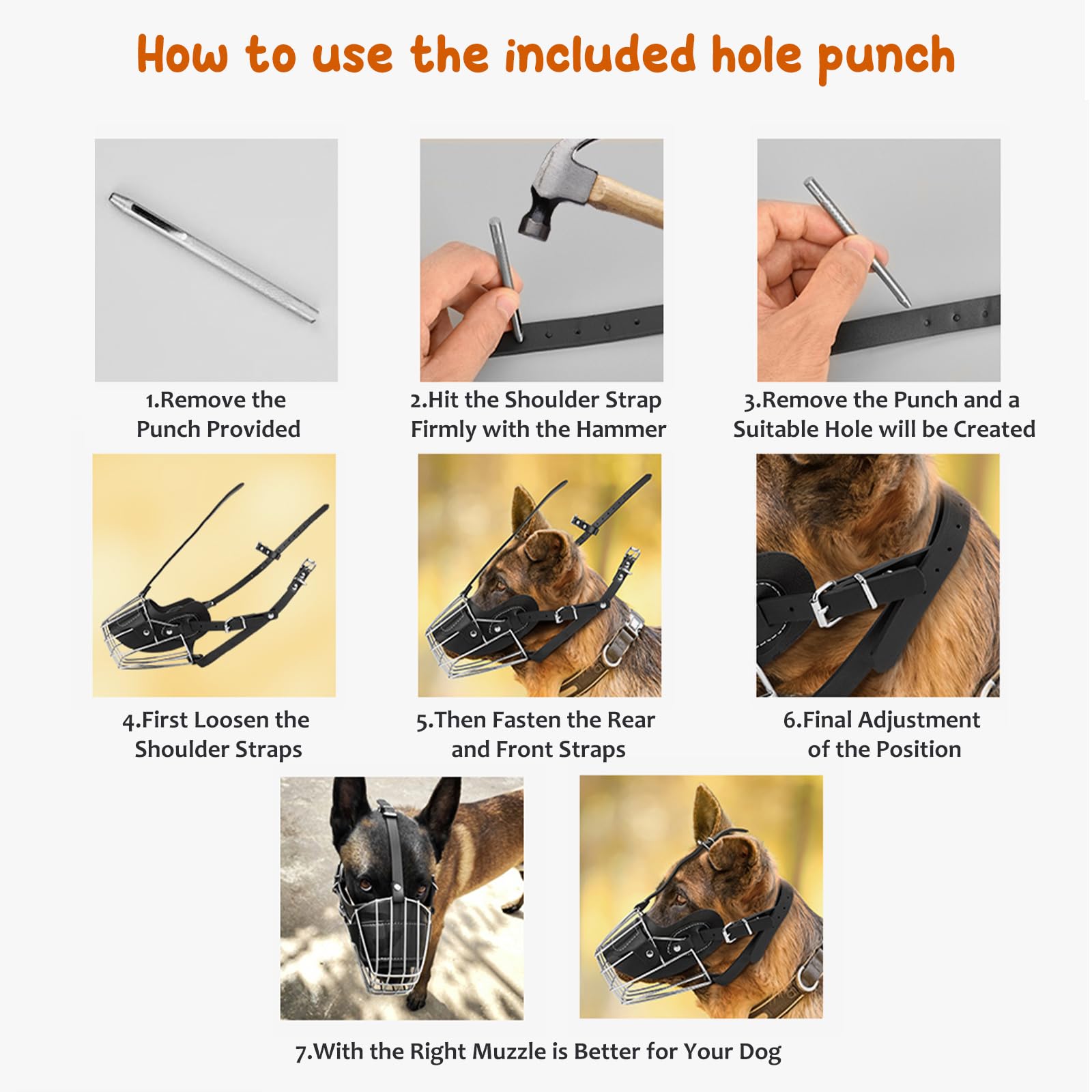 PETCUTE Bozal para Perro Bozales Anti-Morder Transpirable Bozal de Metal para Perros Anti Morder y Ladrar