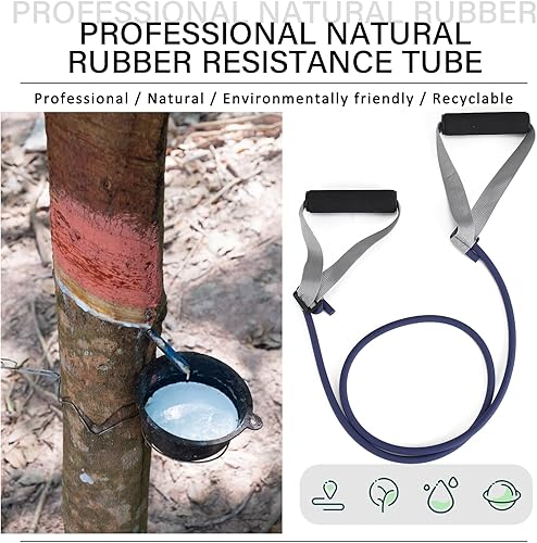 Miniatura 7 de Tubos de resistencia para entrenamiento, bandas de ejercicio con asas y anclaje de puerta para terapia física para mujeres y hombres, tubos de goma