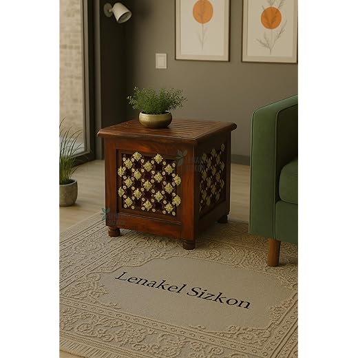 Lenakel Wooden Storage Stool 12 Inch