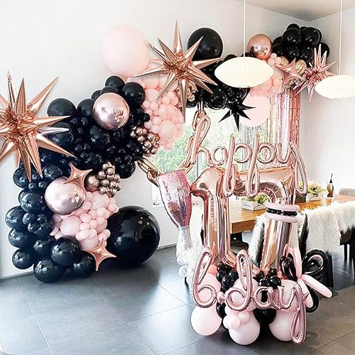 Miniatura 7 de Globos de lámina dorada rosa en forma de estrella paquete de 6 Starburst y Spike para bodas y fiestas