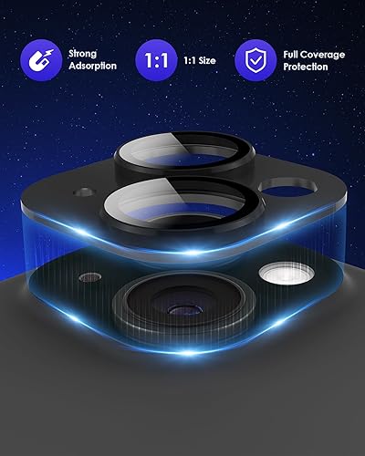 Miniatura 2 de Para iPhone 15 PlusiPhone 15 Protector de lente de cámara Metal Plus Anillo de aleación de aluminio 9H Pantalla de vidrio templado Funda de cámara