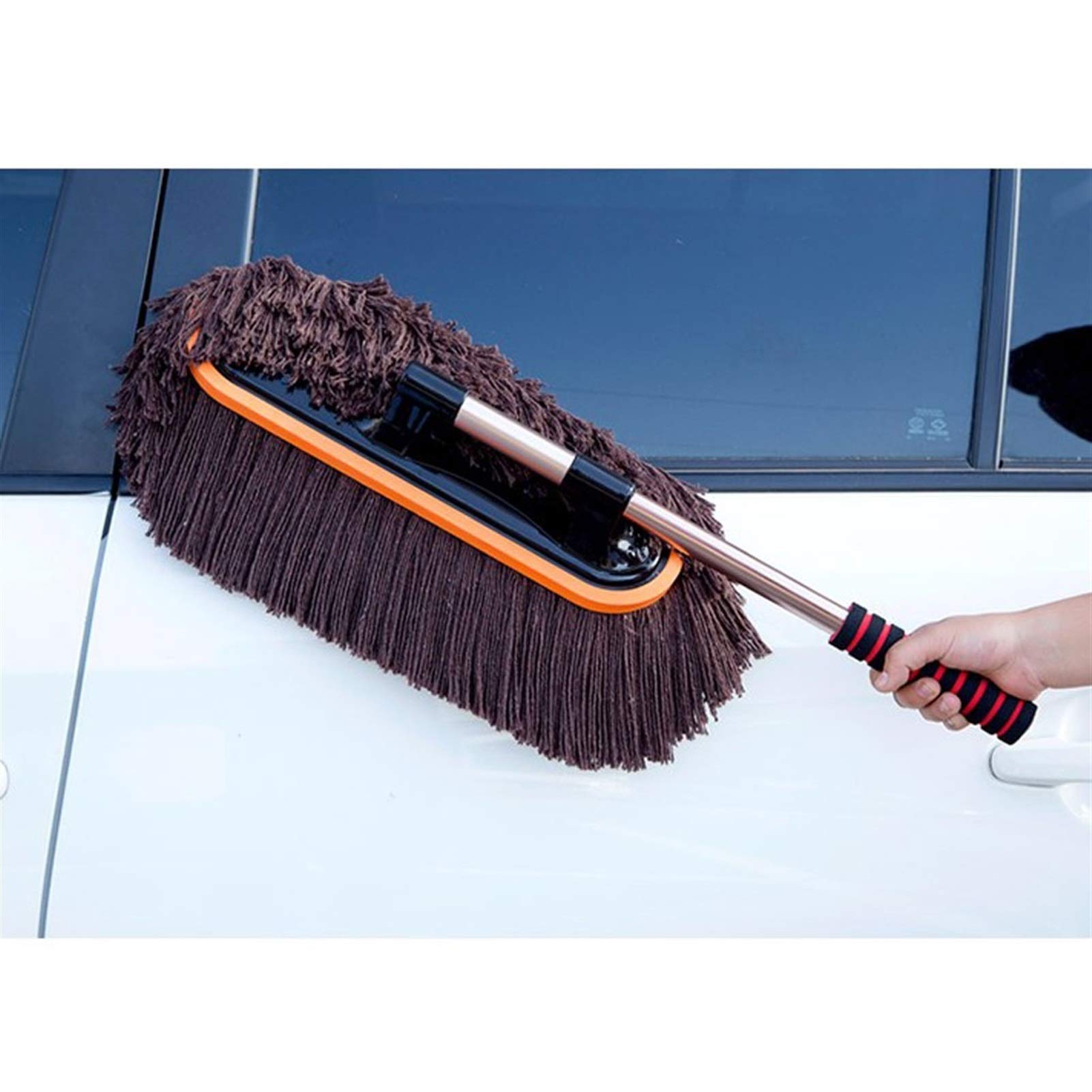precipitador Cepillo de lavado de autos, microfibra Anti-estática Limpieza de automóviles Arrastre Removedor de plumero, Microfibra de mango telescópico extraíble con plumero for automóviles for herra