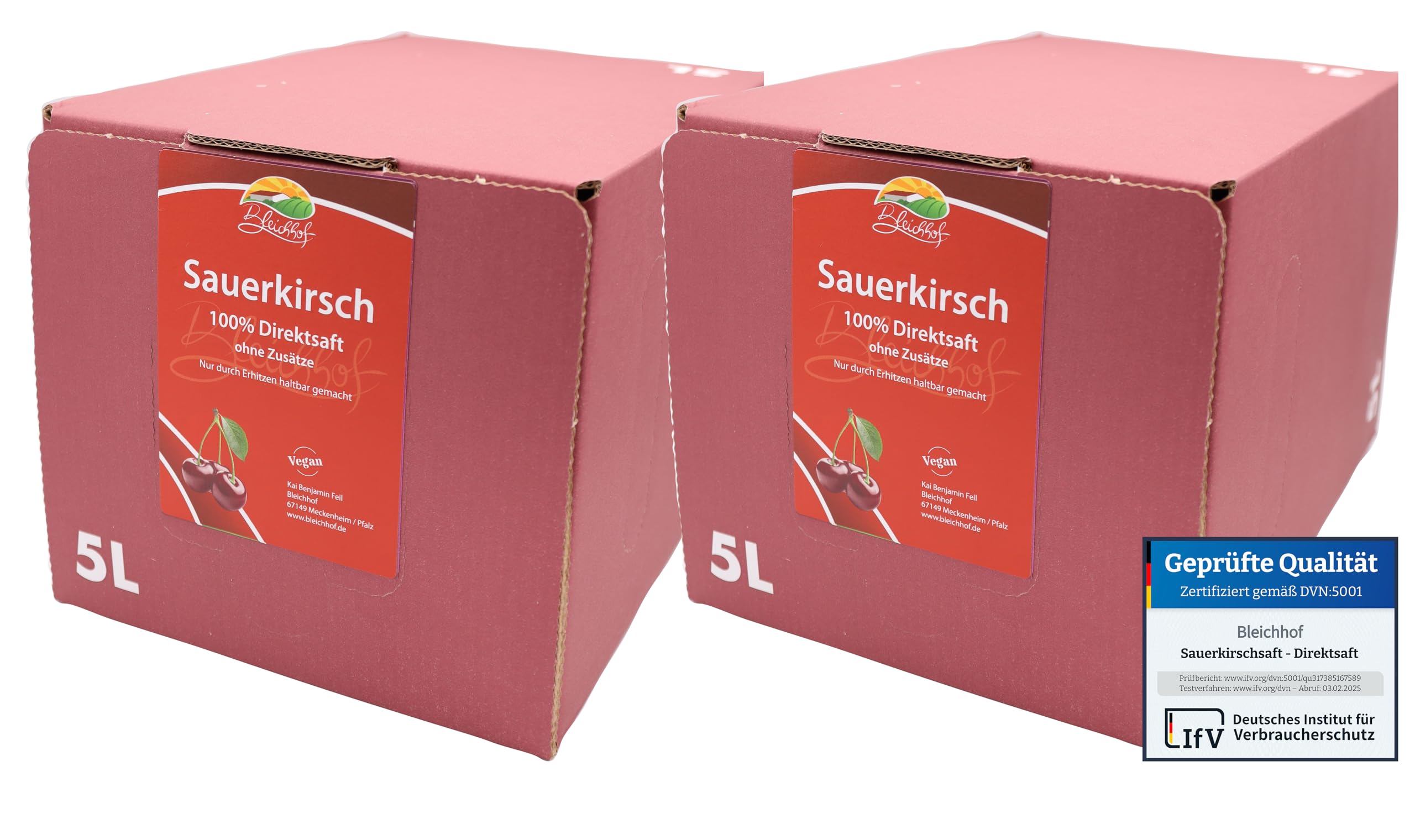 Bleichhof Sauerkirschsaft – 100% Direktsaft, Bag-in-Box 2x 5l Saftbox