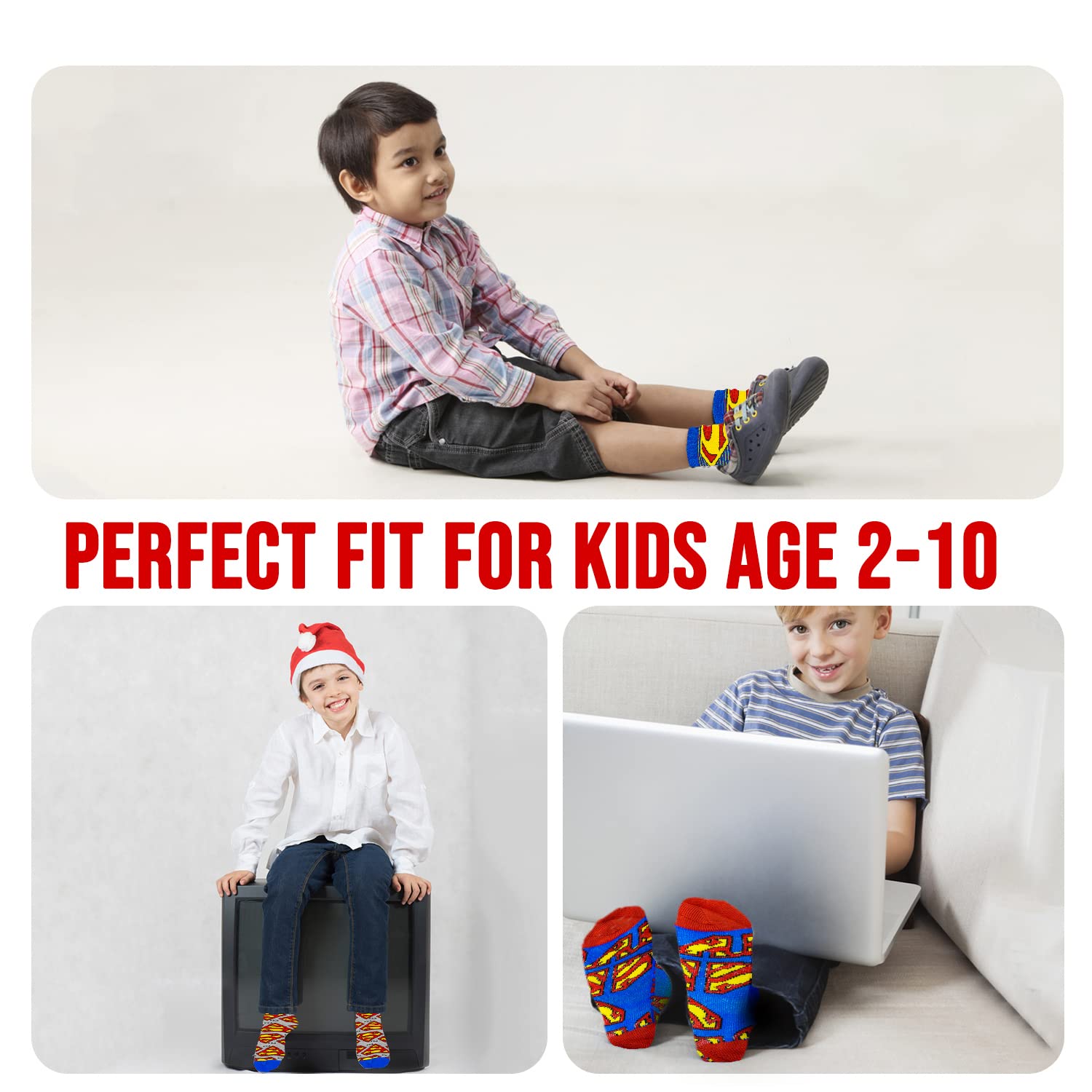 DC Comics Jungen Socken – 10er-Pack Kleinkindsocken mit Batman, Superman, Wonder Woman und Flash