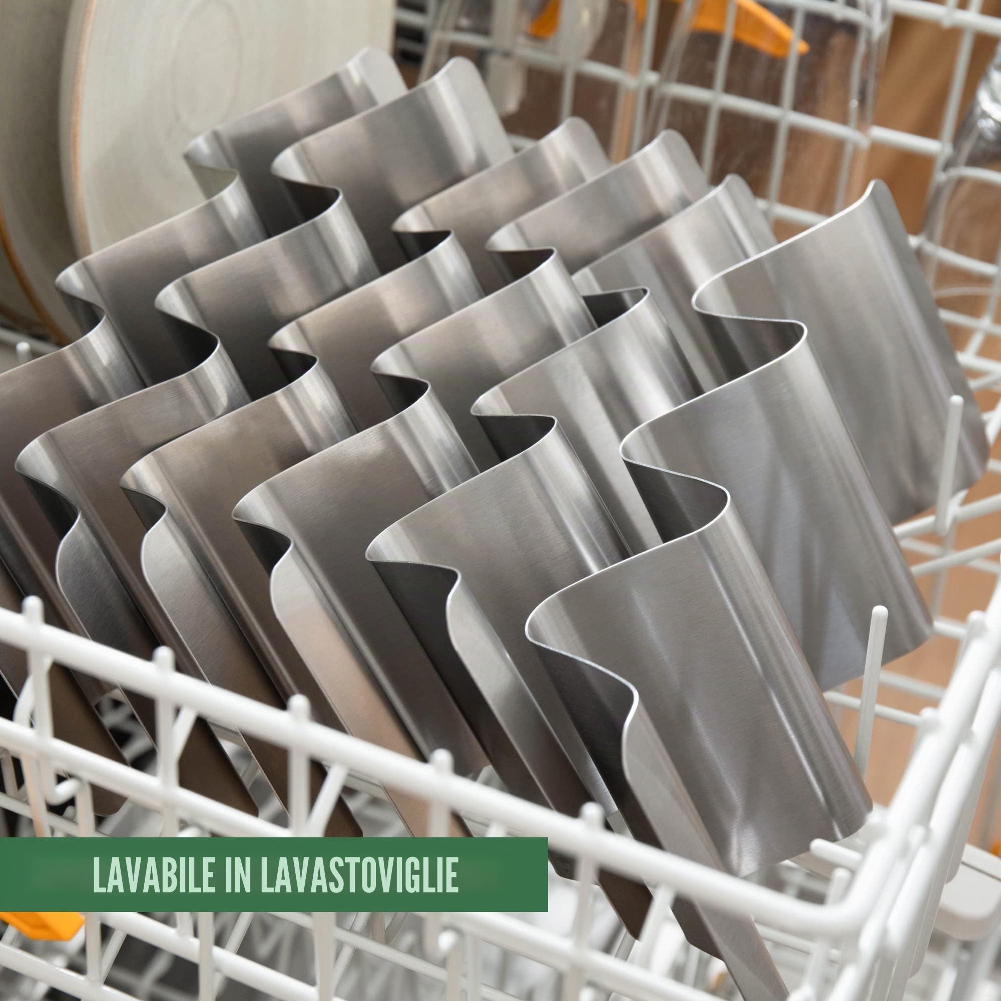 Porta Tacos Acciaio con Base Scanalata, Set 6 per Tacos Messicani e Tortilla, Ideale come Chef Accessori e Accessori Griglia per Forno o BBQ