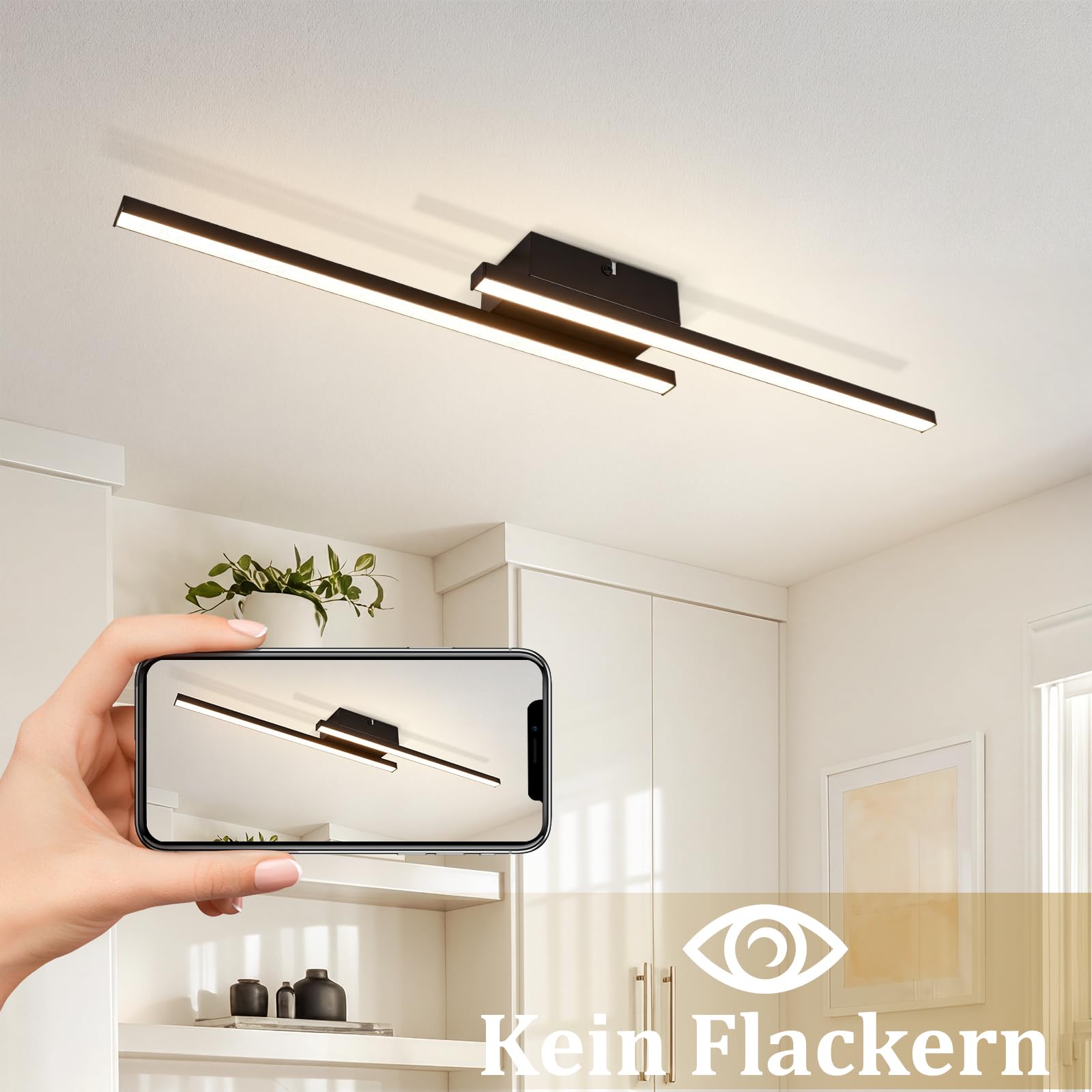 LED Deckenlampe Schwarz Flurlampe 3ER Deckenleuchte Küchenlampe | 4000K Naturweiß12W Schlafzimmerlampe Modern für Küche Schlafzimmer Balkon Esszimmer Wohnzimmer