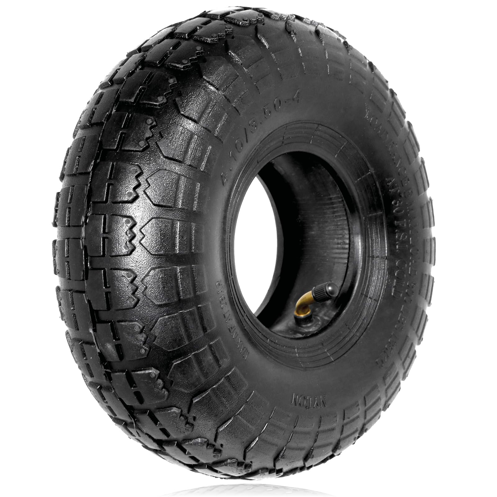 SPARES2GO Wheelbarrow Wheel Tyre and Inner Tube (4.10-4 3.50-4, 35PSi) 4inch