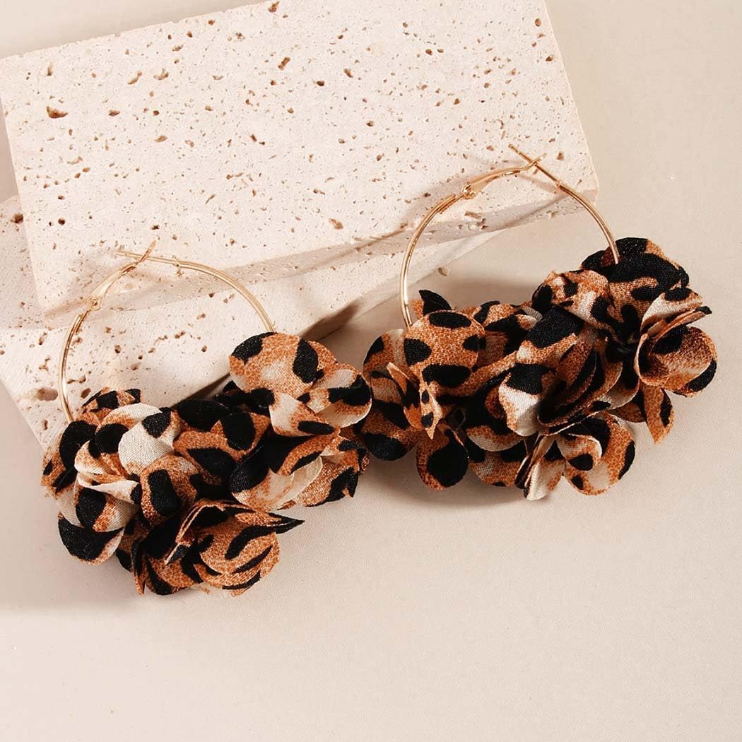 Colorful Flower Earrings White Floral Hoop Earrings Elegant Camellia Huggie Earring Jewelry for Women - Image 5