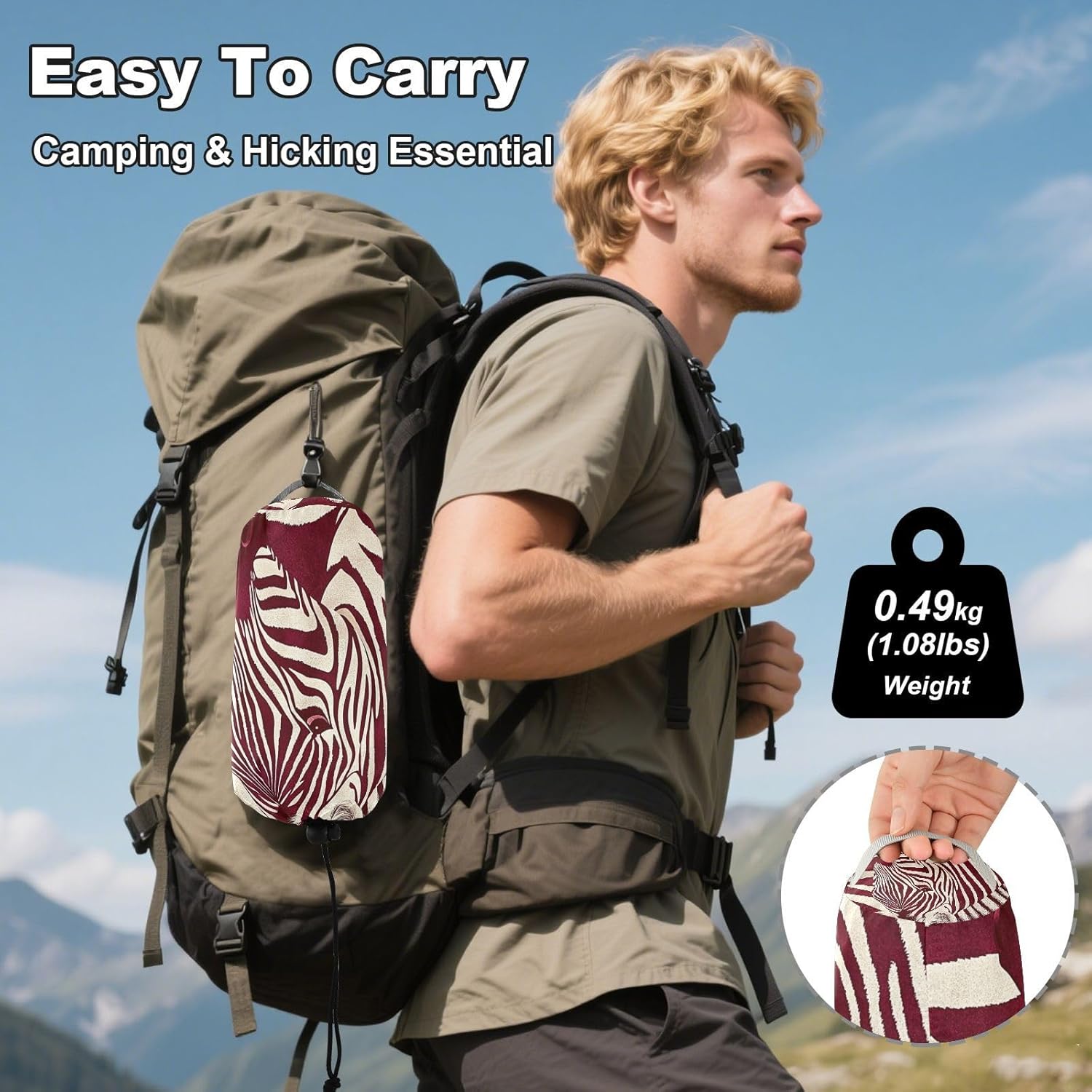 Burgundy Animal Skin Texture 330lb Capacity Hammocks for Camping with Portabl Carry Bag Portable Hammock for Patio Backyard Lounge Base accesorios para Camping