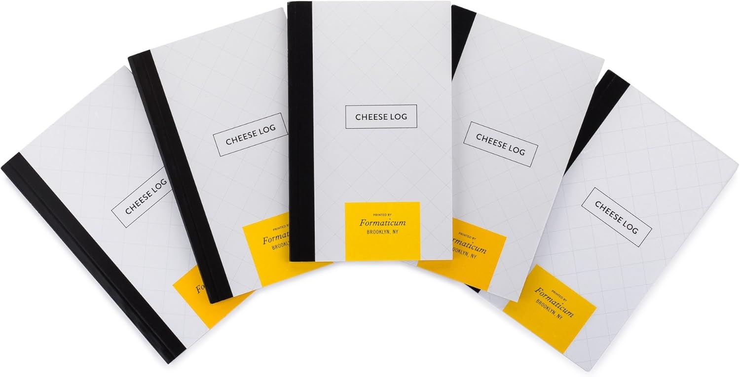 Formaticum Cheese Log & Pocket Journal - Must Have for Cheese Lovers for Making Cheese Notes and Journaling - Space for 55 entries - Cheese Book Measures 6 by 3.75 inch - QTY 5