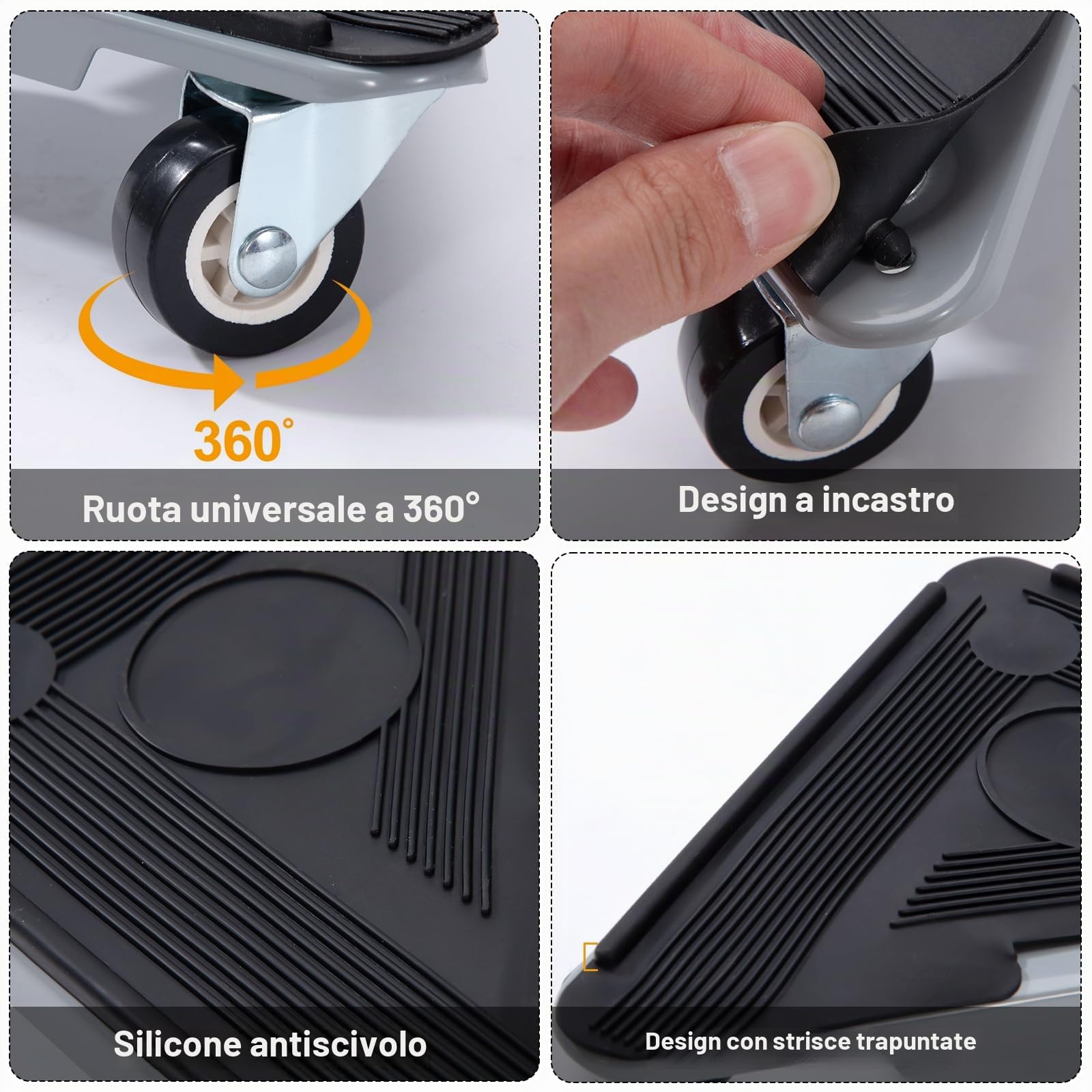 Sollevatore Mobili Pesanti 450 Kg Ruote per Spostare Mobili Pesanti Può Ruotare a 360° Set Pro Per Spostamento Mobili Applica Armadi Frigorifero Libreria