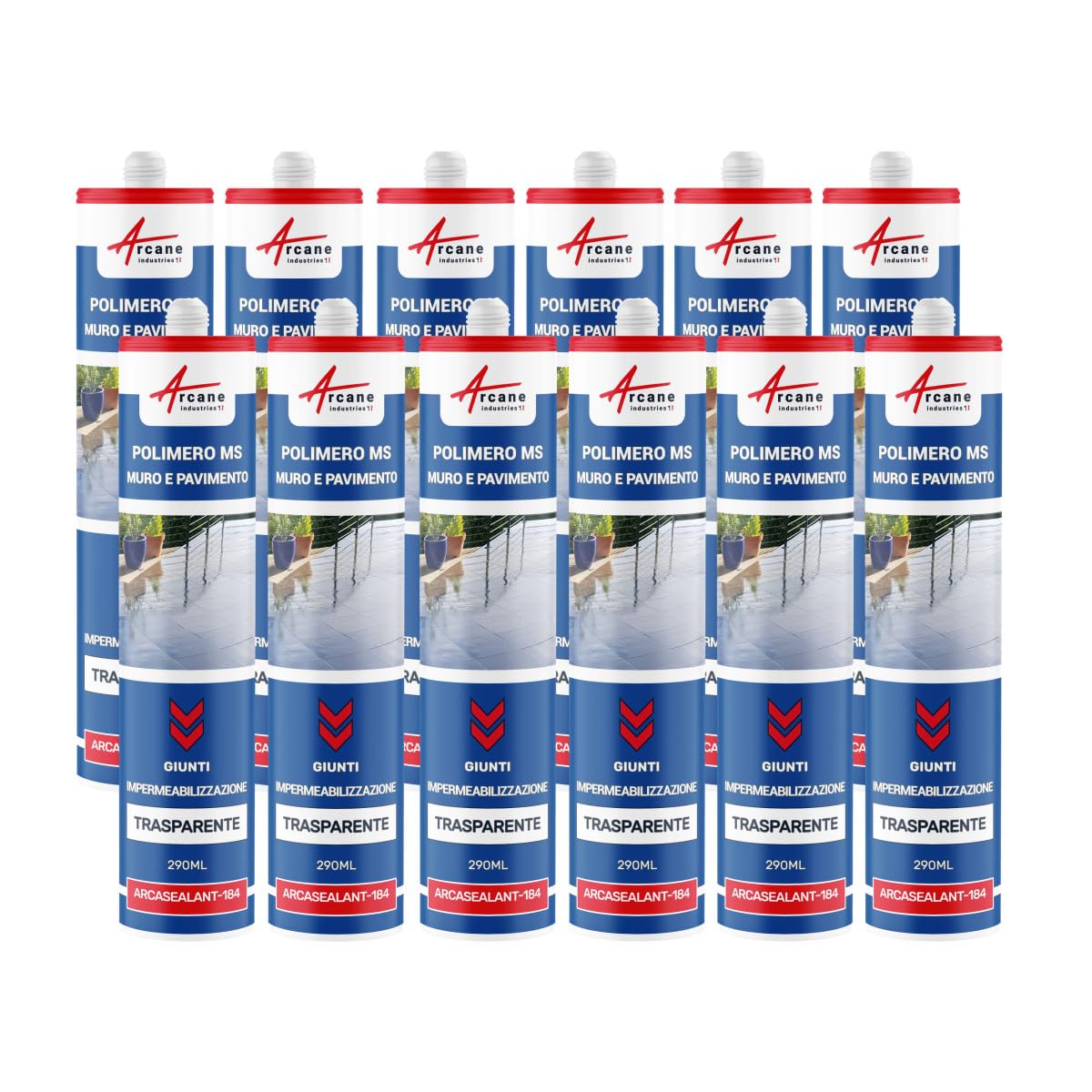 Sigillante impermeabilizzante trasparente: per muri e pavimenti - ARCASEALANT - 290 ml x 12 Trasparente - ARCANE INDUSTRIES