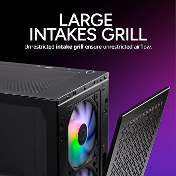 Cooler Master Elite 302 Micro-ATX High Air Flow Minimalist PC Case 365mm GPU Max, RTX 5080|RX 7090 XT,280mm AIO Max,Type C, Tempered Glass Triple 120mm aRGB PWM Fan, Intake Grille