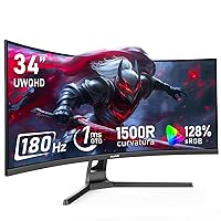 Gawfolk Monitor Ultrawide Da 34 Pollici 1500R Curvo 180Hz Monitor Per Computer Da Gioco