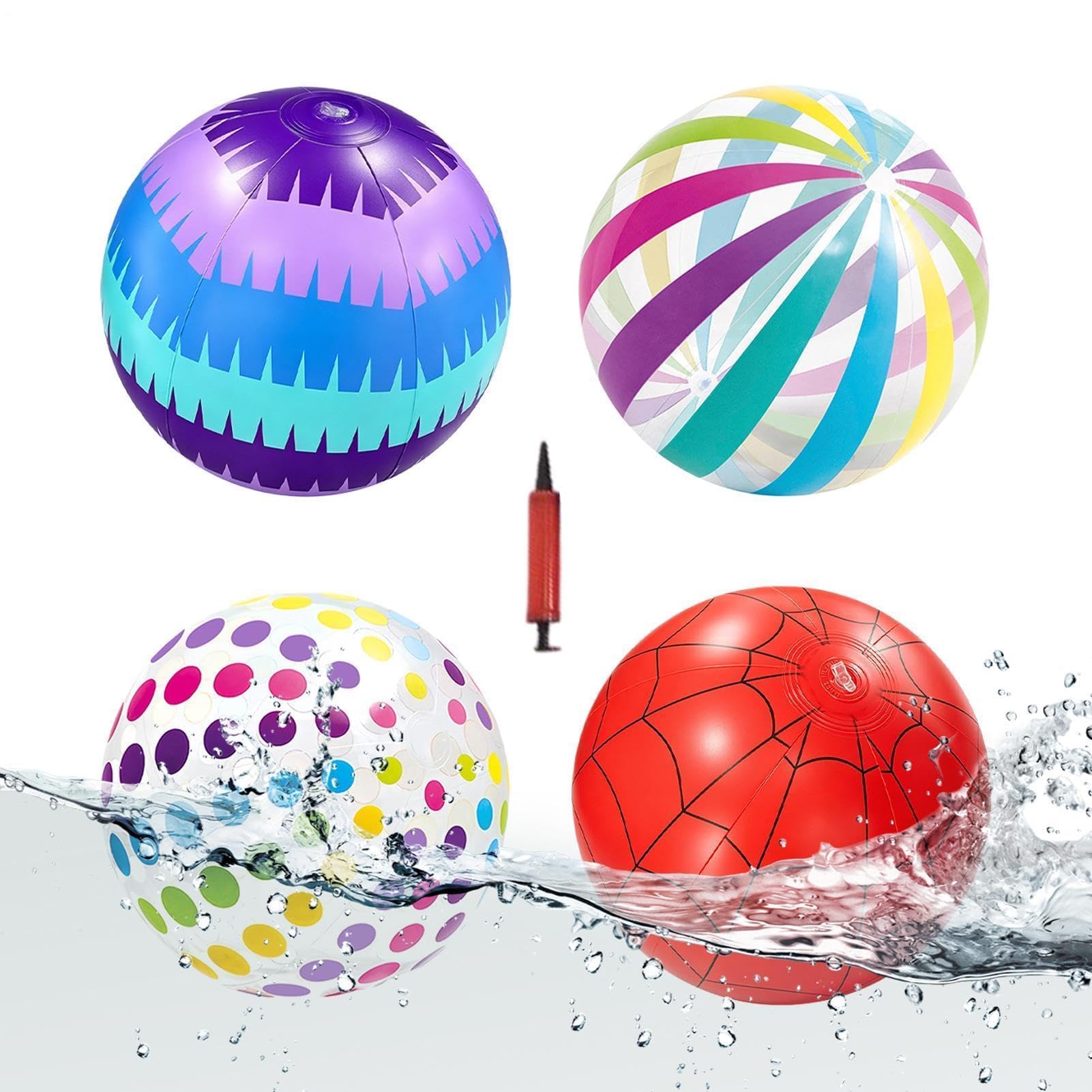 Strandball-Set mit Luftpumpe – 4-teiliges lustiges Sommerspielzeug für Strand, Garten & Pool