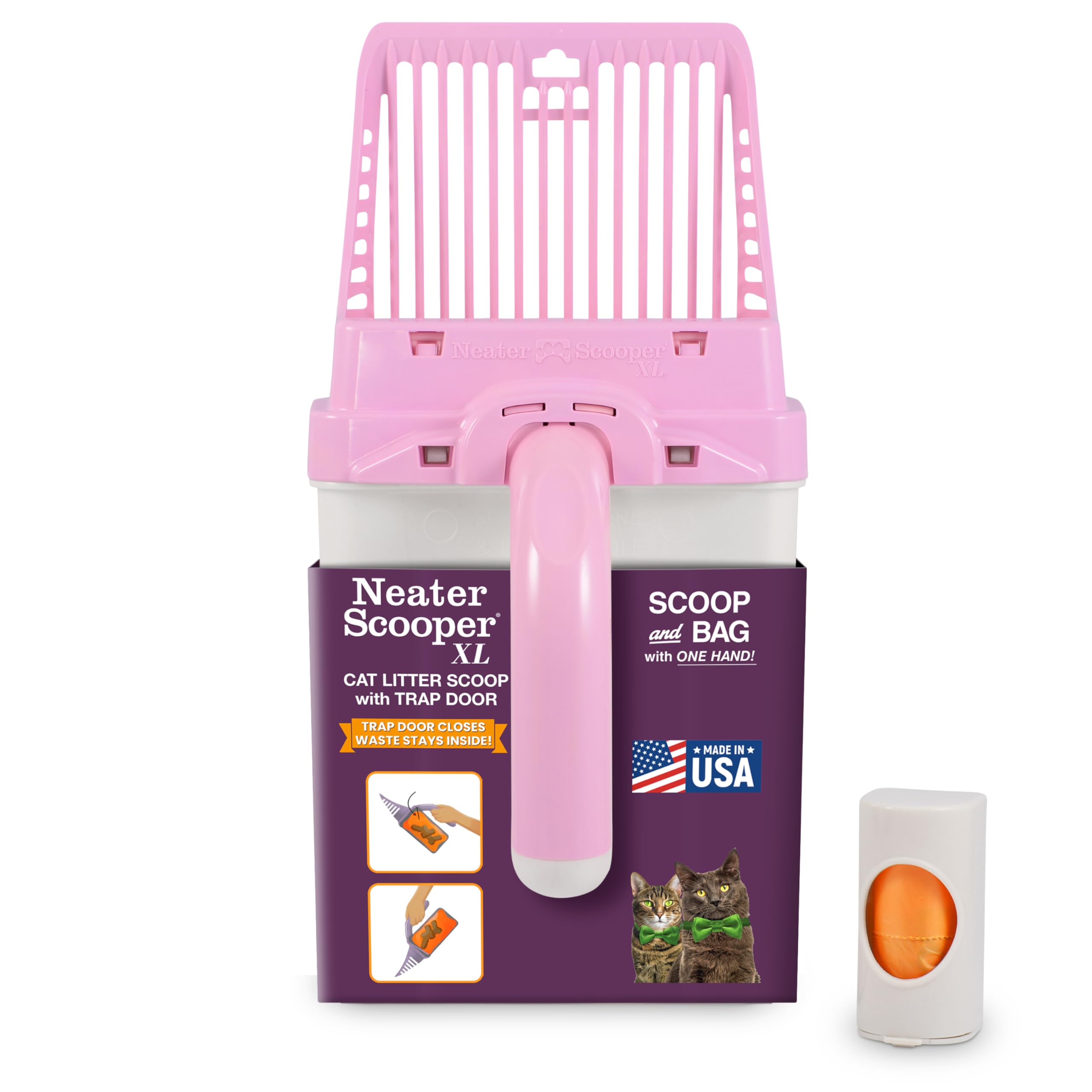 Neater Pet Brands Neater Scooper XL Cat Litter Scoop, 15 Refill Bags – Extra-Large Capacity Mess-Free Cat Litter Scooper with Bag for Large &amp; Multiple Cats, Spill-Proof Litter Box Scooper with Holder
