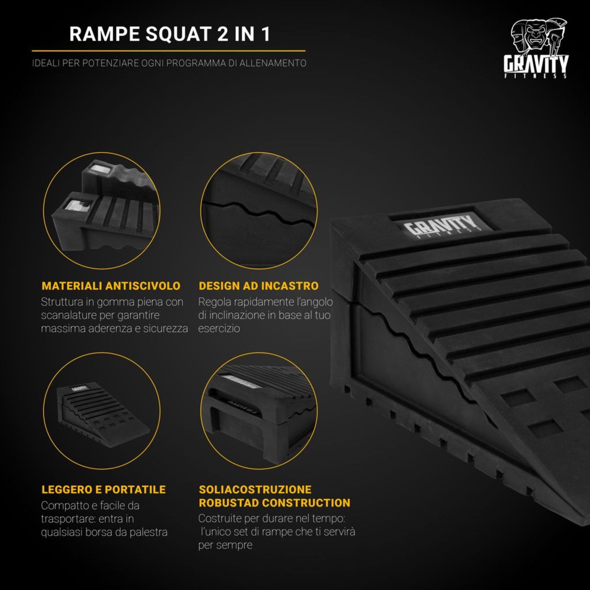 Gravity Fitness Rampe squat 2 in 1 perfette per l'allenamento ATG sopra le ginocchia