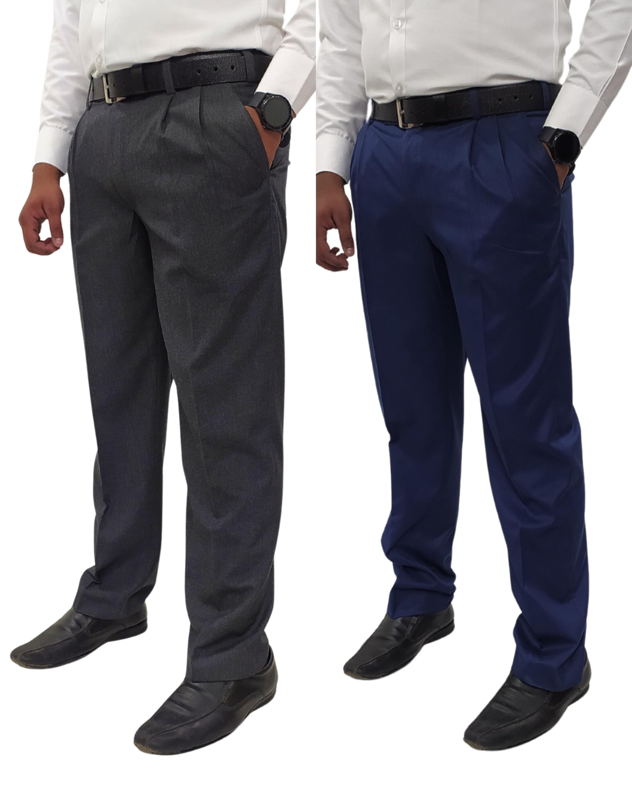 clavelite Men's Regular fit Formal Pleated Front Trouser Combo|Polyester Blend Pants - Pack of 2-picture-10