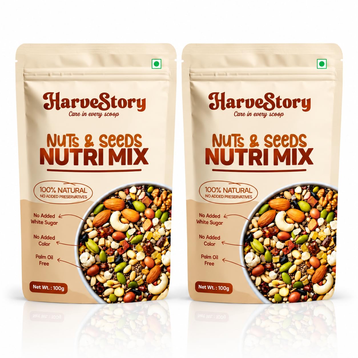HarveStory Nuts & Seeds Nutri Mix, 100g (Pack of 2) Premium Mixed Nuts & Seeds High Protein, High Fiber Healthy Snack Rich in Omega 3 & Antioxidants No Added Preservatives-image-29