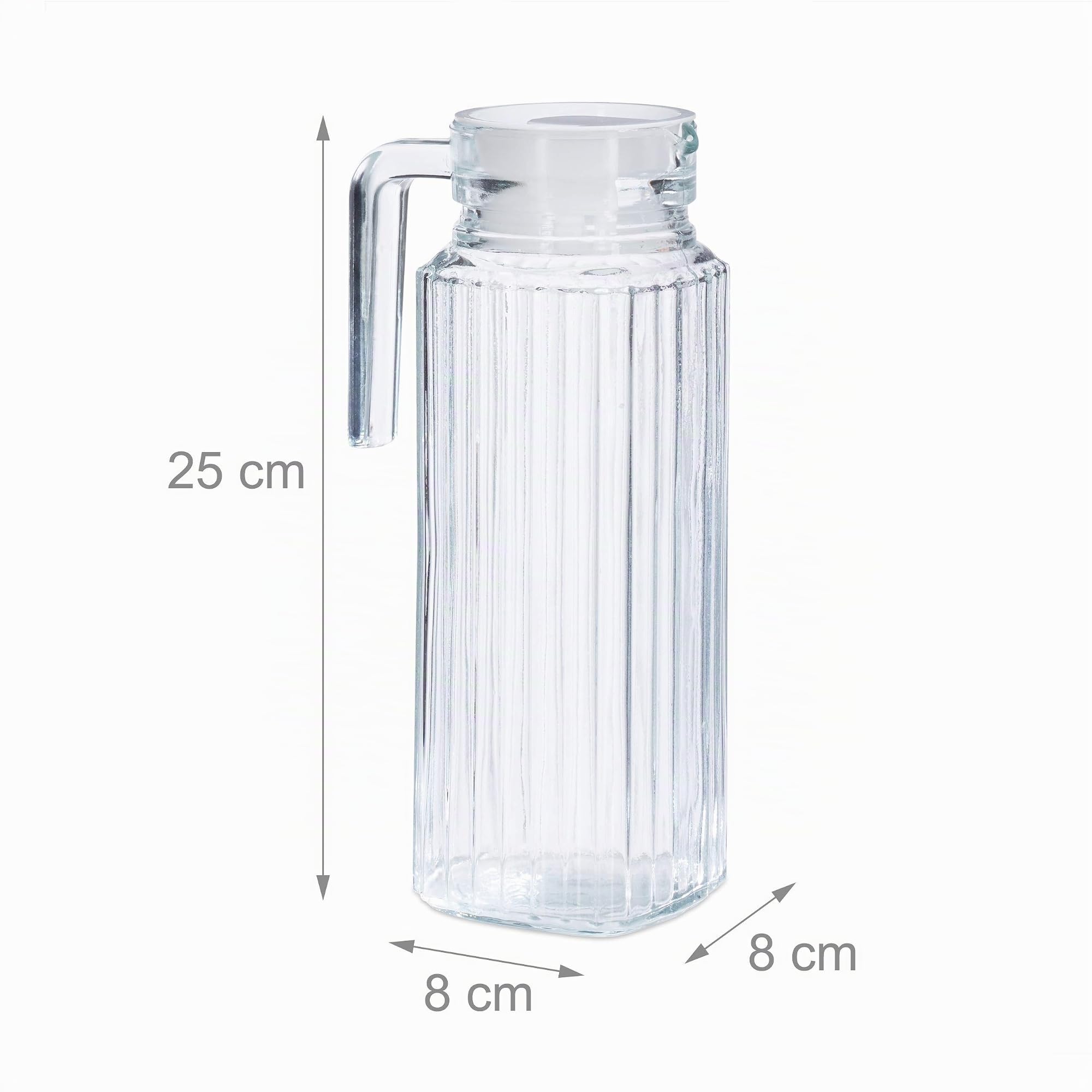 2x Carafe avec couvercle, cruche 1 litre, pichet en verre, jus, thé glacé, avec anse, filtre, transparent | Pichet lavable au lave-vaisselle, carafe à eau, couvercle, forme étroite
