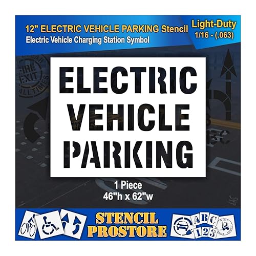 Miniatura 5 de Plantillas de pavimento  12 pulgadas  Plantilla de estacionamiento de vehículos eléctricos  46 x 62 pulgadas x 18 pulgadas (128 mil)  Grado