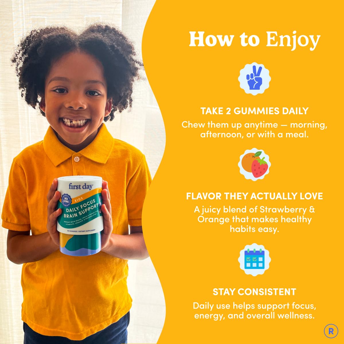 Focus Gummies for Kids with Cognizin® Citicoline, PS & Vitamin B3, 60 Count — Amazon image 8