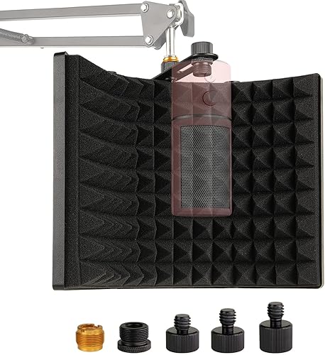 Frgyee - Escudo de aislamiento de micrófono espuma de absorción de sonido plegable para micrófono de condensador soporte de brazo equipo de