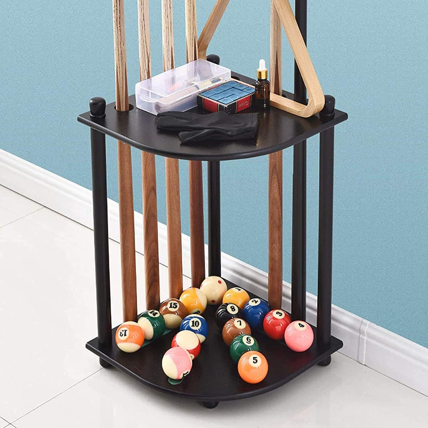 Pool Rack, Floor Billiard Racks Floor Stand Pool Holder Billiard Stick Stand Hold 8 Pool for Play Room/Black