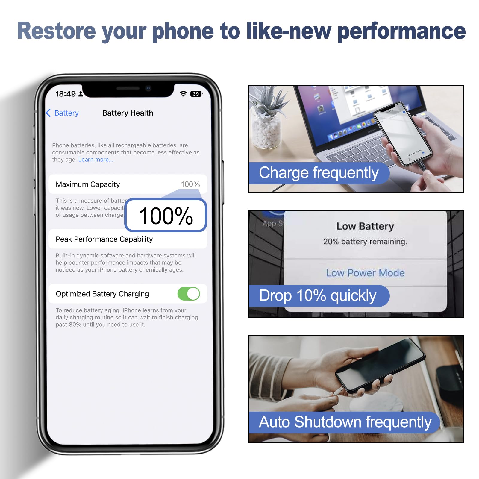 Batteria per iPhone 11 Pro Max, 6000mAh Batterie Sostitutive agli Li-ion di litio ad alta Capacità, per iPhone 11 Pro Max Batteri (Modelli Comp A2218,A2161,A2220) con Kit di Strumenti di Riparazione