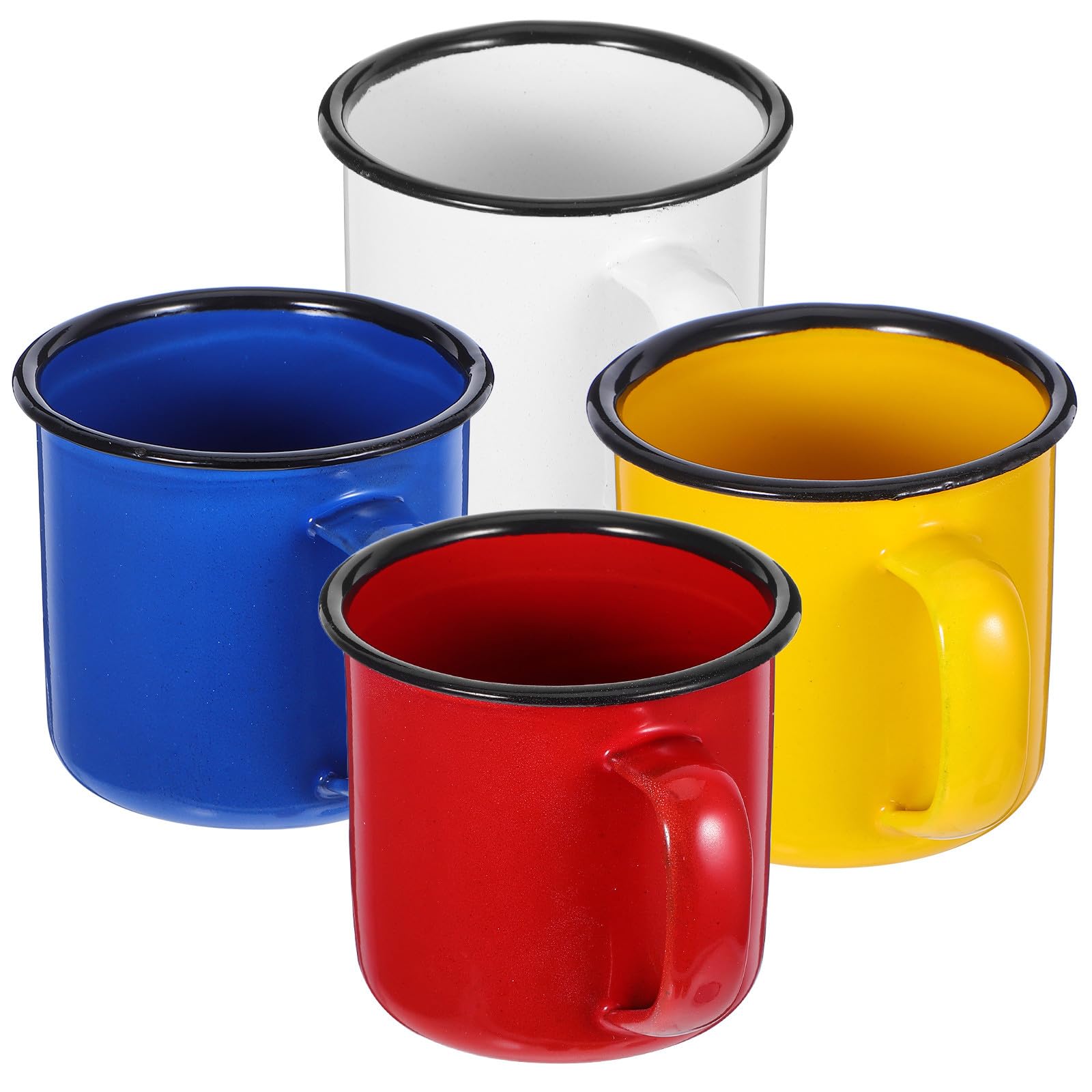 NUOBESTY 4 Stück Teiliges Vintage Emaille Becher Leichte Retro Trinkbecher aus Emaille Rutschfeste Henkel für Tee Kaffee Wasser Robust und Vielseitig für Camping Büro Zuhause und Outdoor