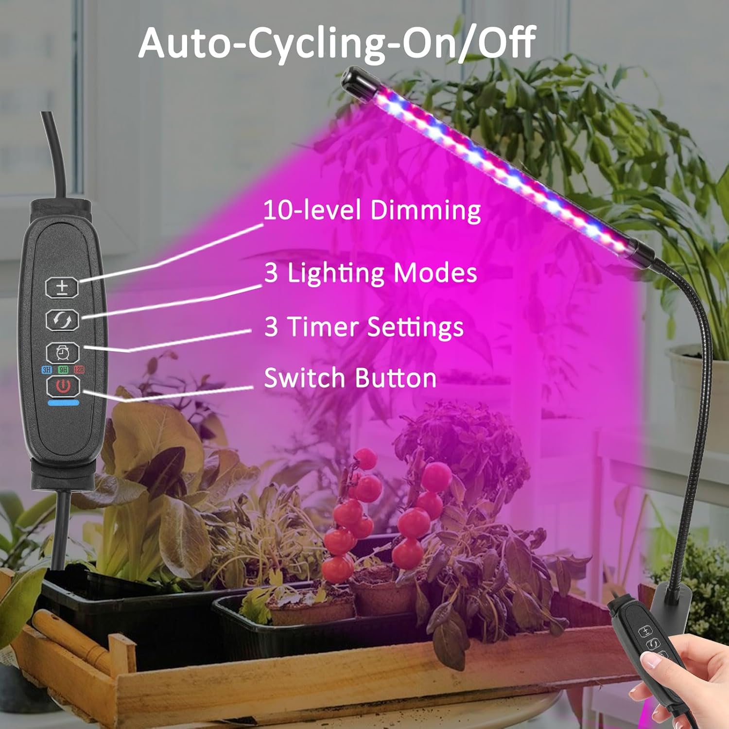 Clip On Grow Light for Indoor Plants,2 Pack Full Spectrum Led Plant Grow Lights with Auto-Timer, Plant Growing Lamp for Seed Starting,Houseplants, Bonsai, Pot Plant,2 Lamp(2pack)